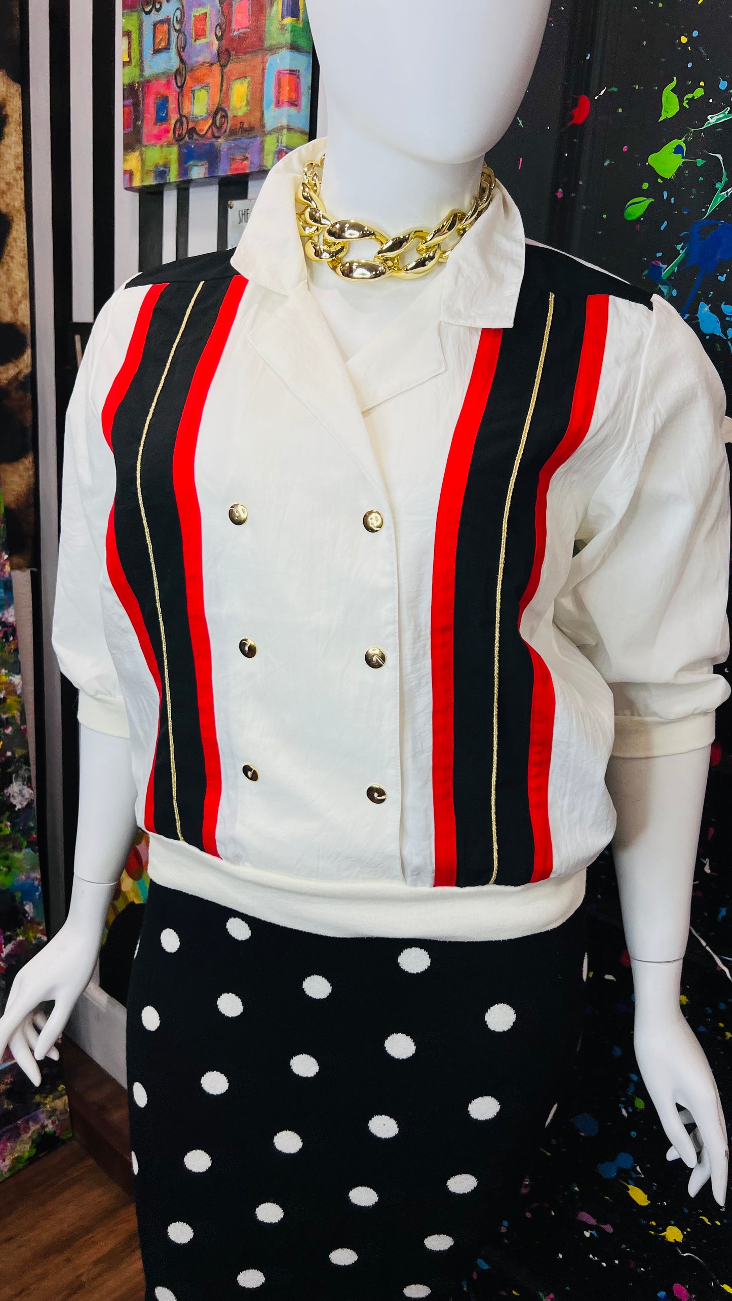 Vintage Red, Black Gold & Blouse (16)