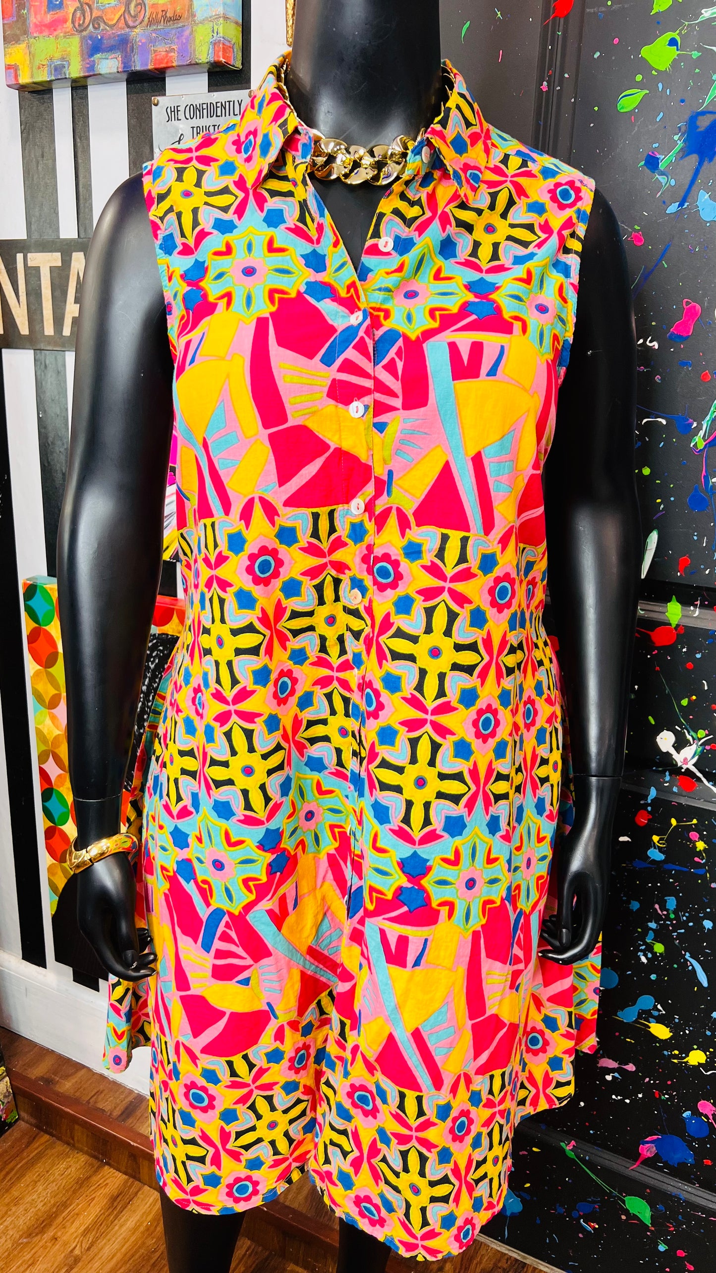 Rayon Abstract Print Dress (18)
