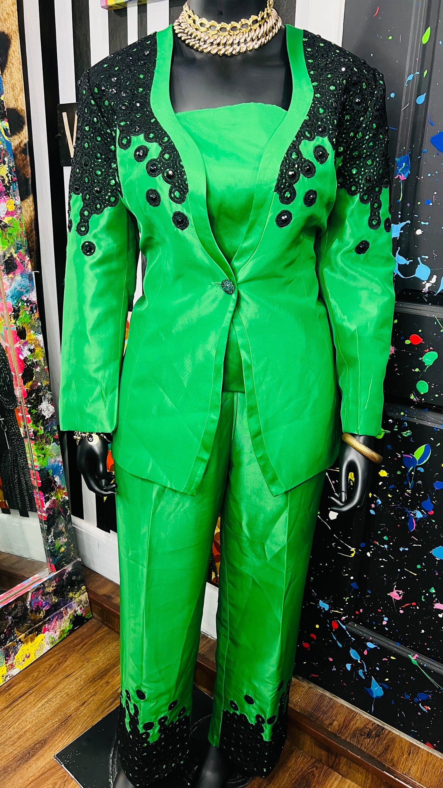 Vintage Green & Black Suit (22)