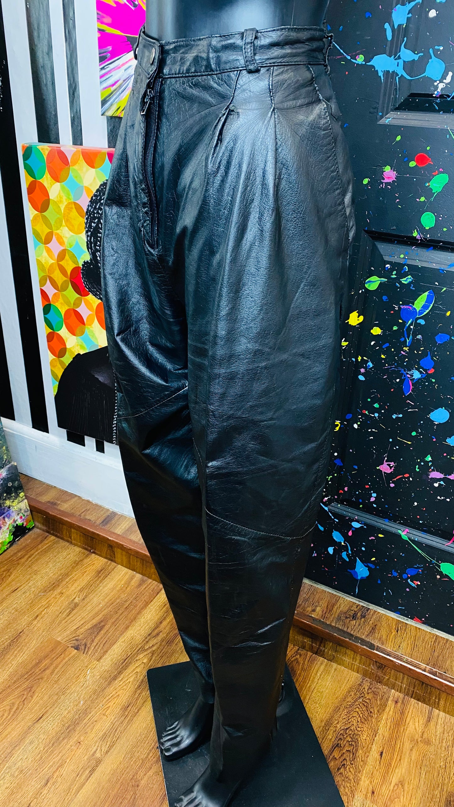 Vintage Genuine Leather Pants w/Pleats (16)