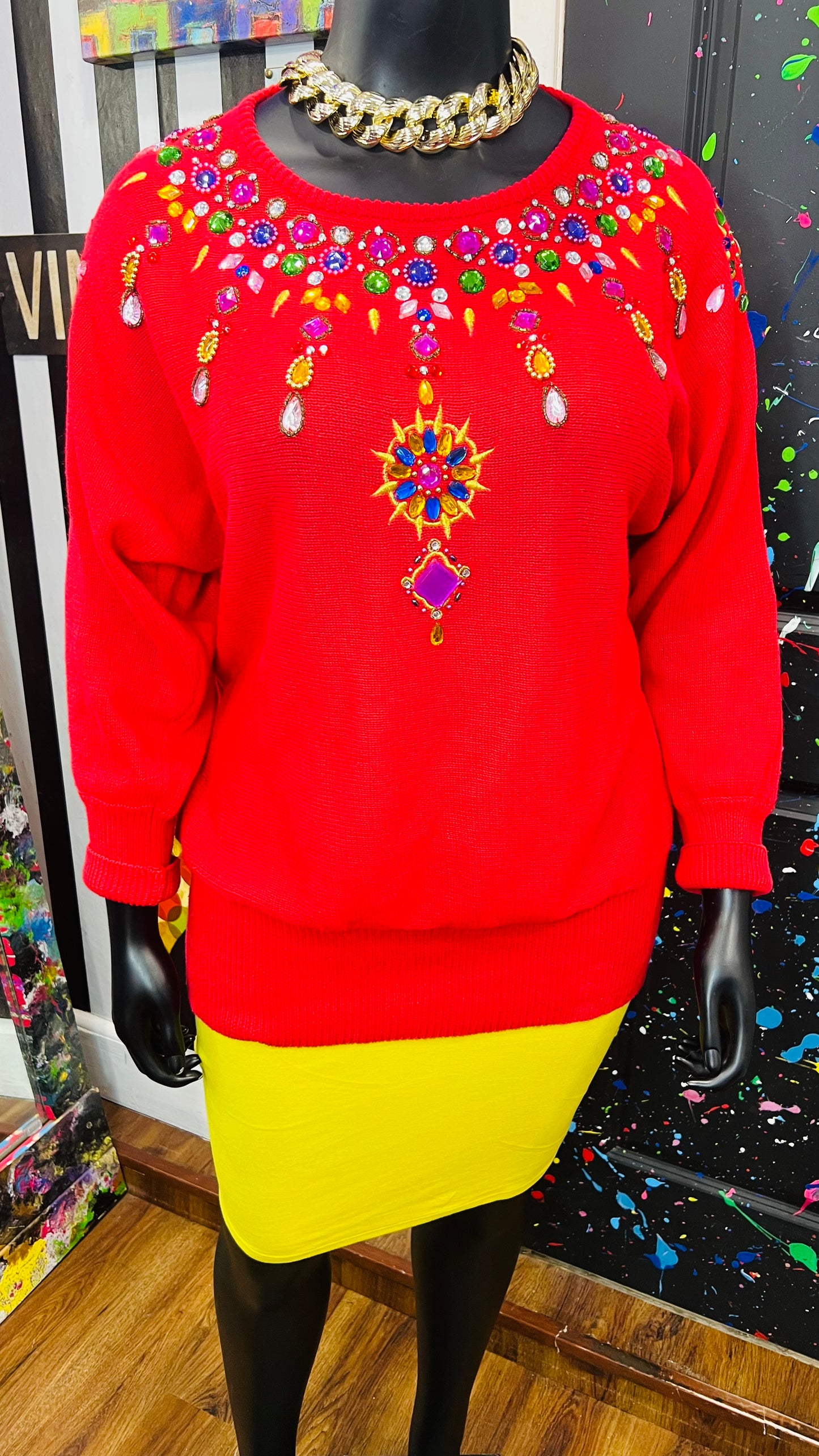 Vintage Red Jewel Sweater (22)