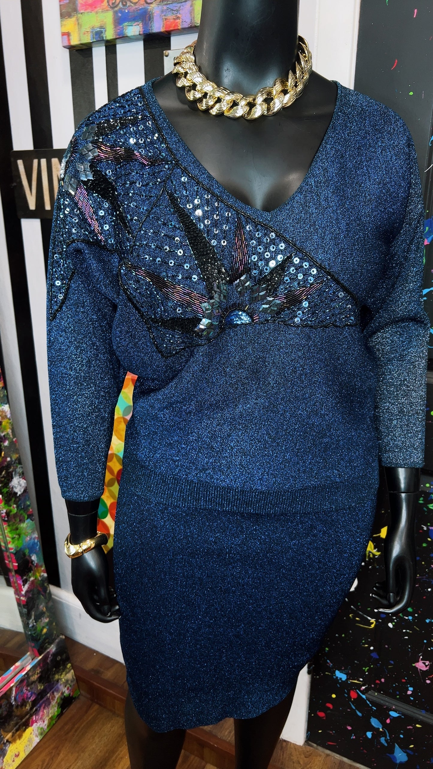 Vintage 80’s Electric Blue Skirt Set (14/16)