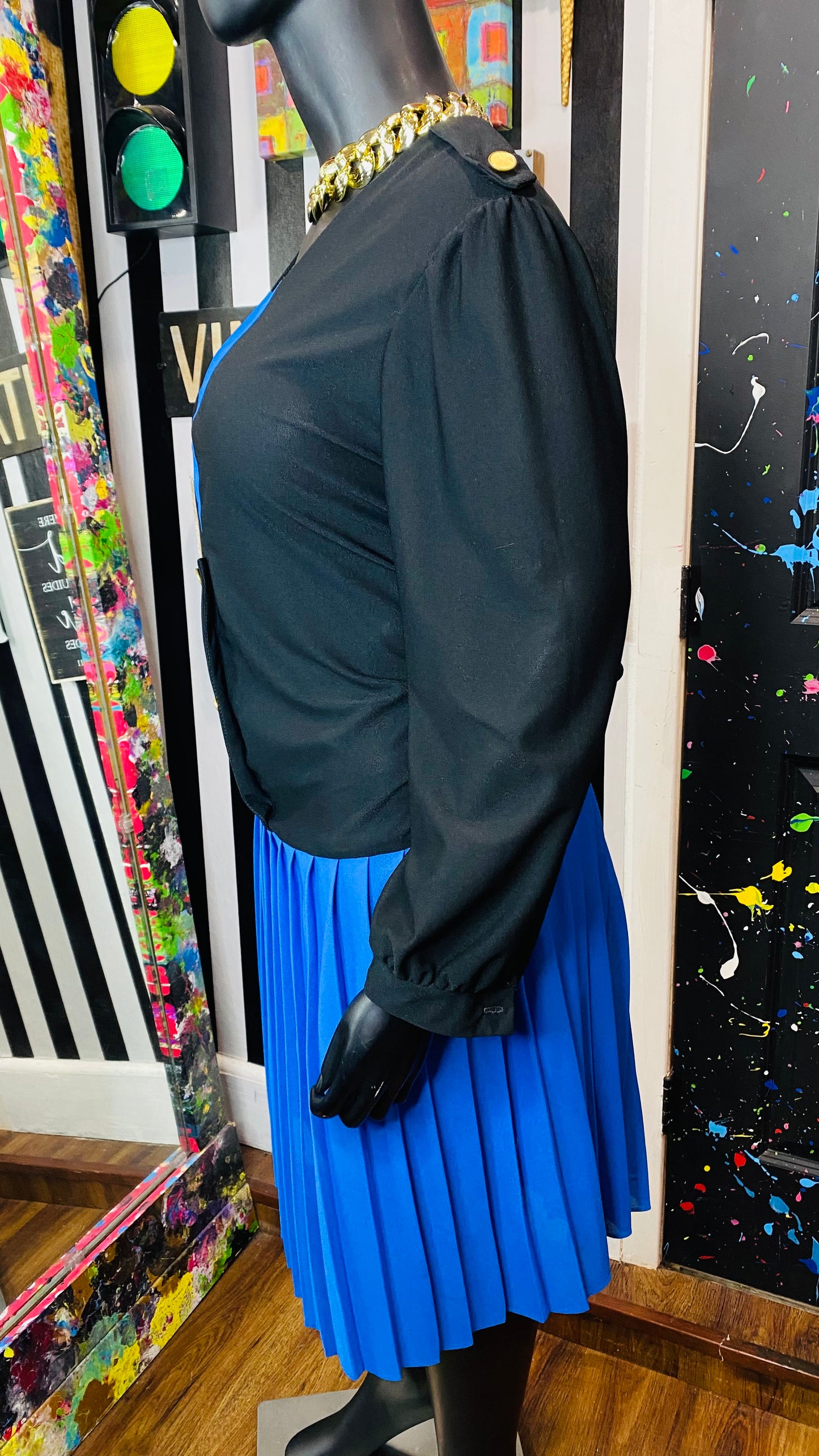 Vintage Blue & Black Dress (18)