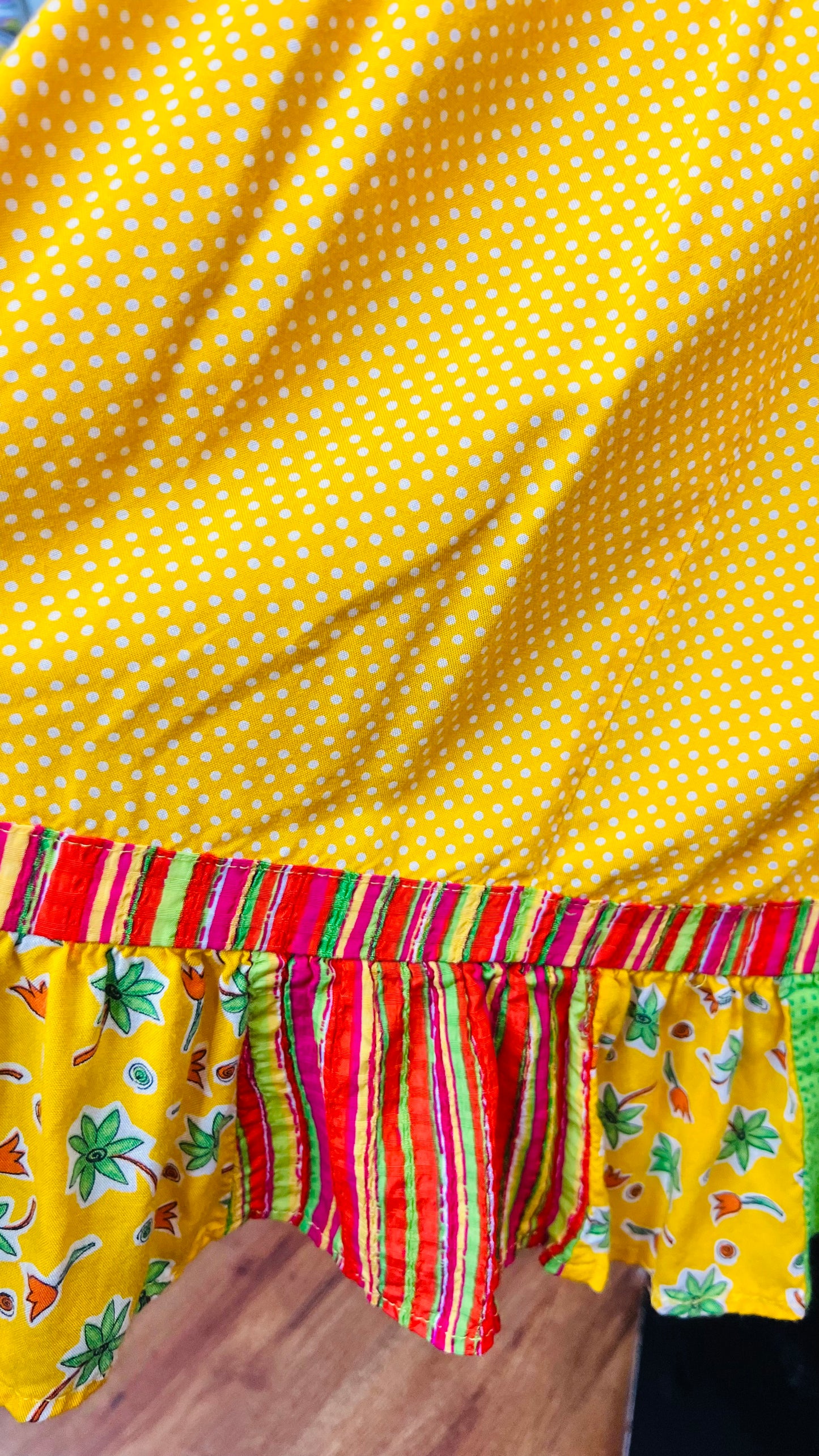 Vintage Rayon Polka Dot Patchwork Skirt (20)