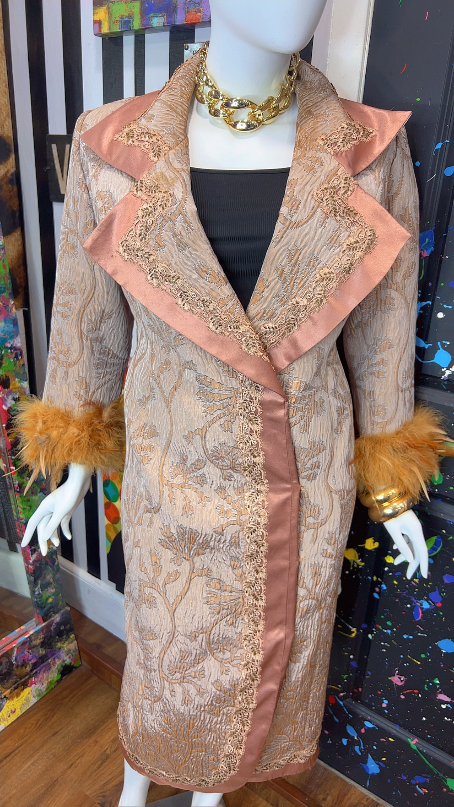 Vintage Long Statement Couture Blazer w/ Faux Fur (16)