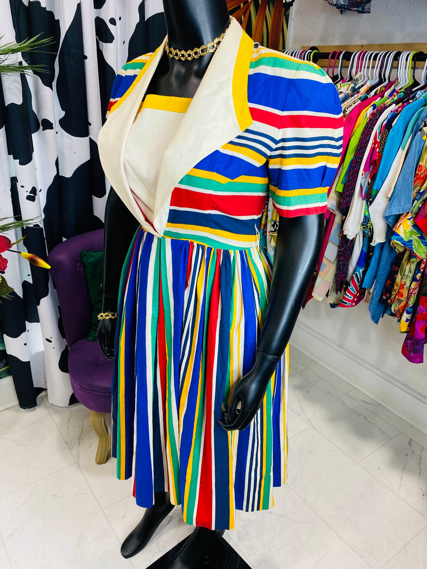 Vintage Color Striped Dress