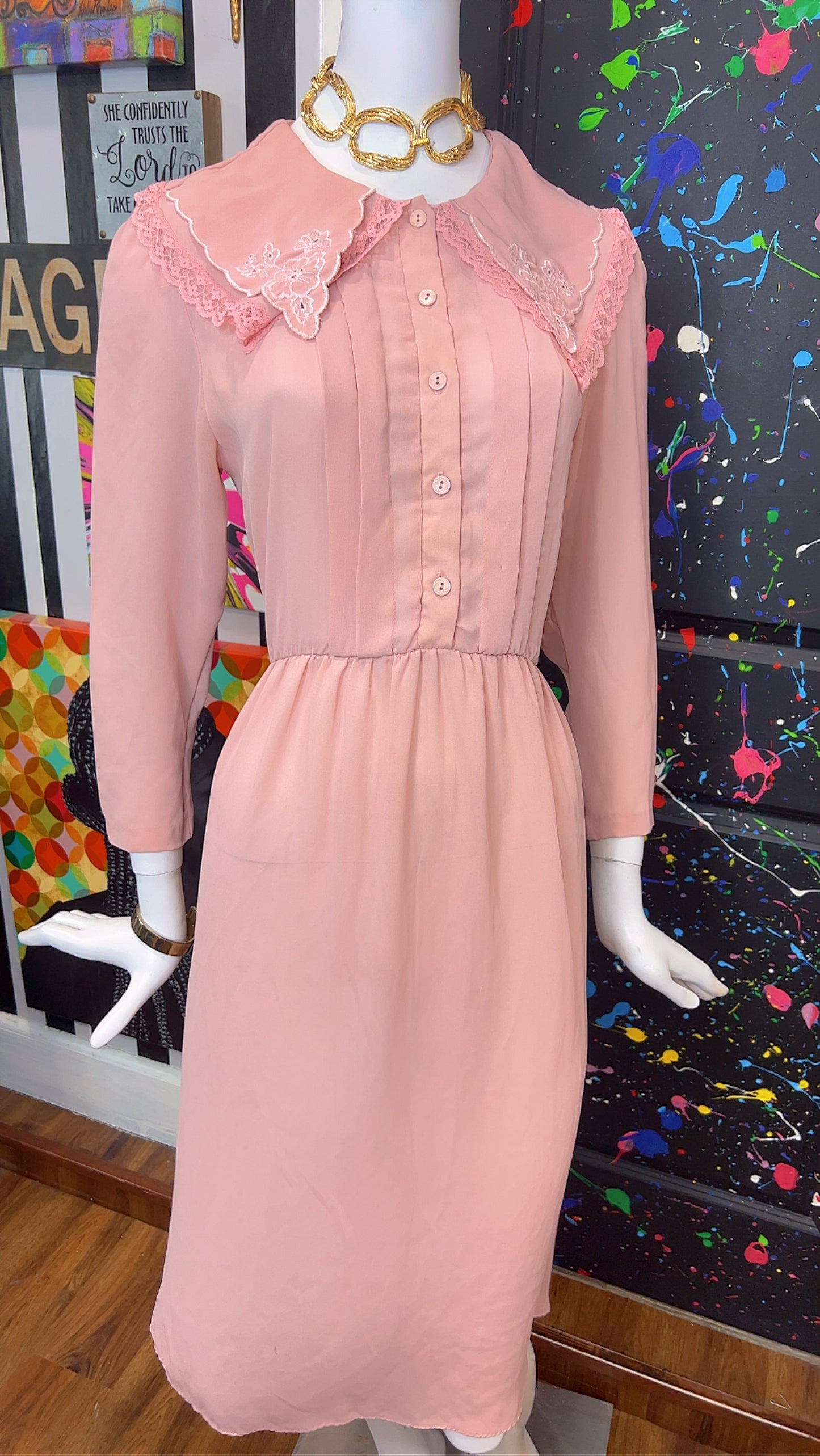 Vintage Blush Pink Dress (14)