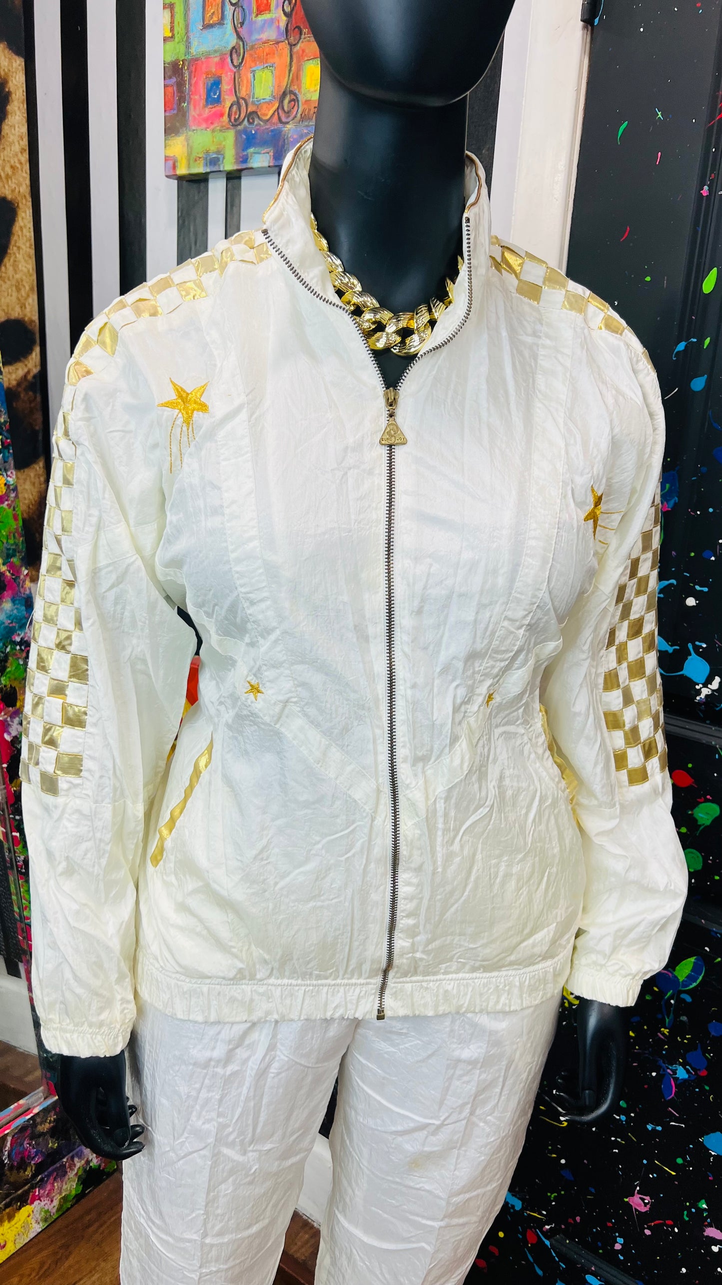 Vintage Windreaker Set - Cream w/Gold Stars (14)