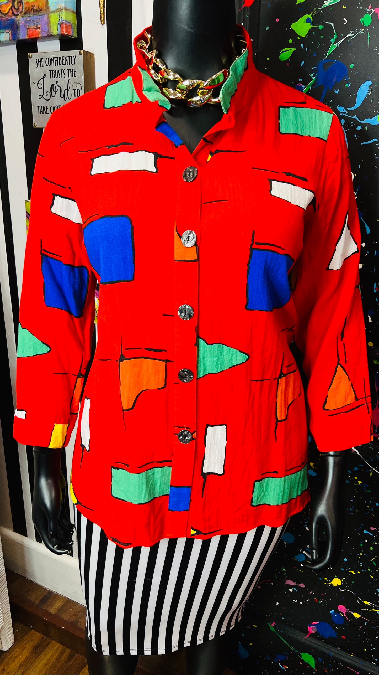 Color block Shapes Rayon Blouse (20)