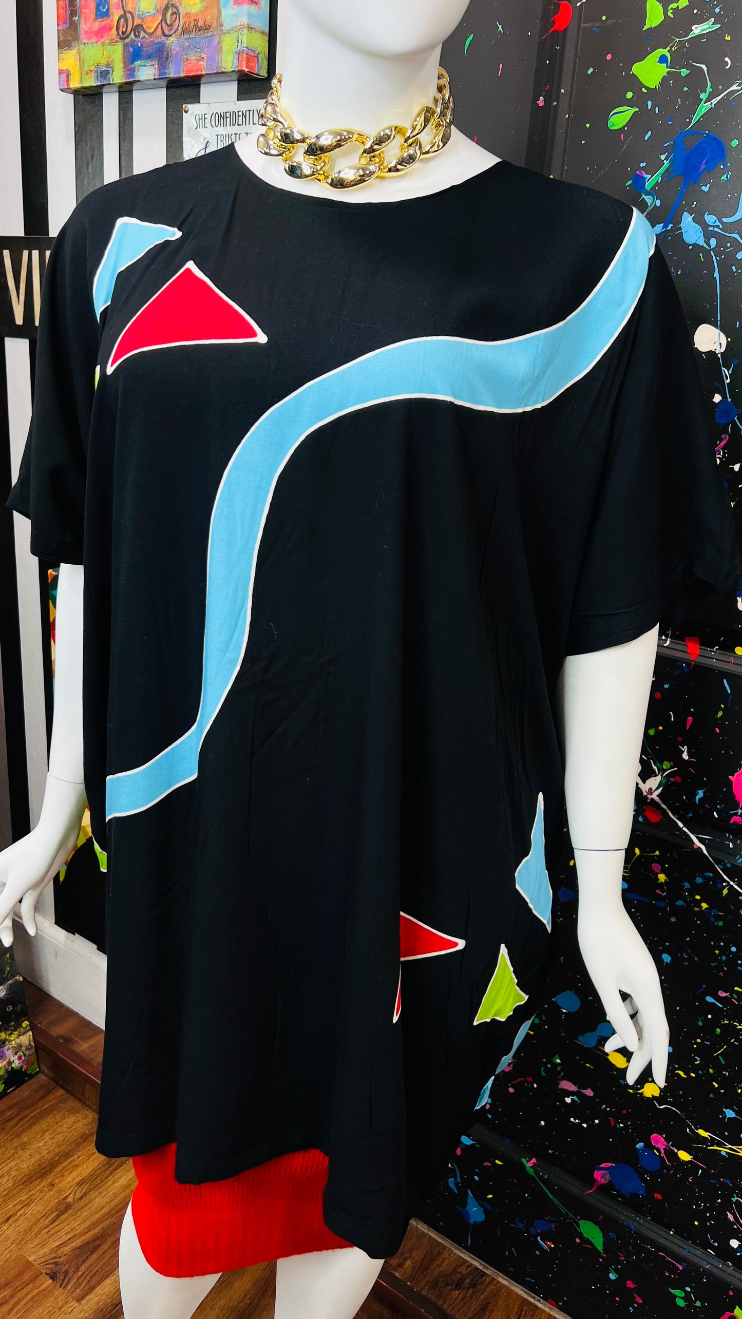 Rayon Color Block Tunic (OS)