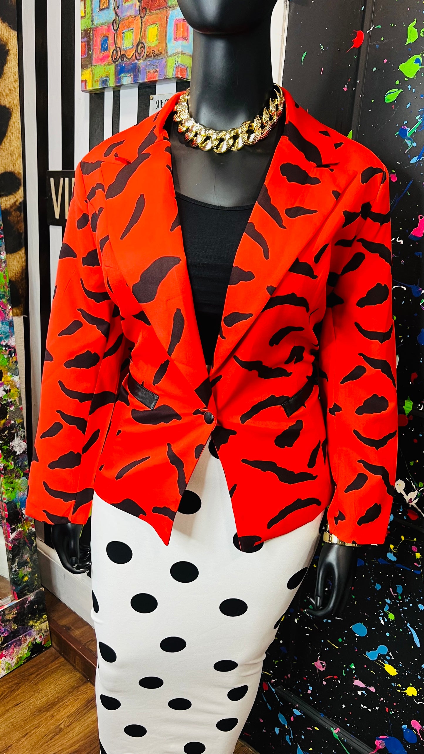 Vintage Inspired Dorinda Clark Cole Red & Black Blazer (24W)