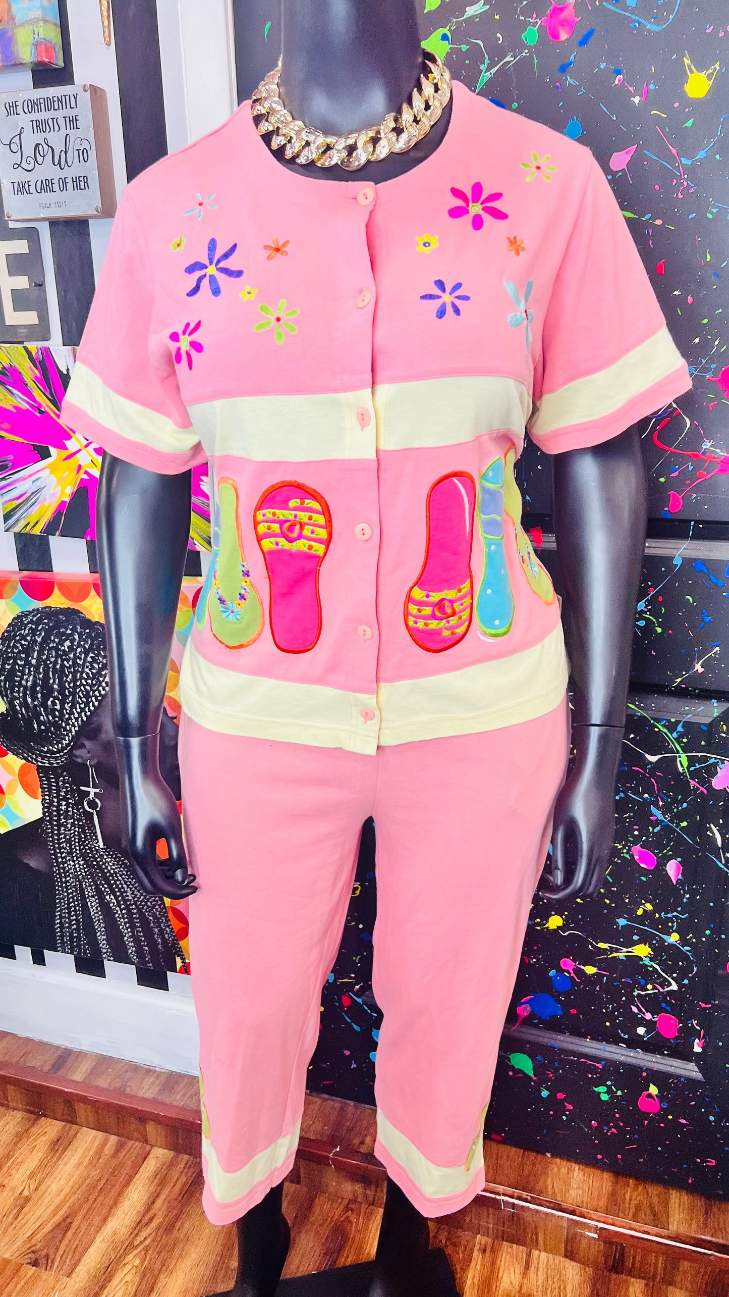 Vintage Cotton Capri Flip Flop Set (16/18)