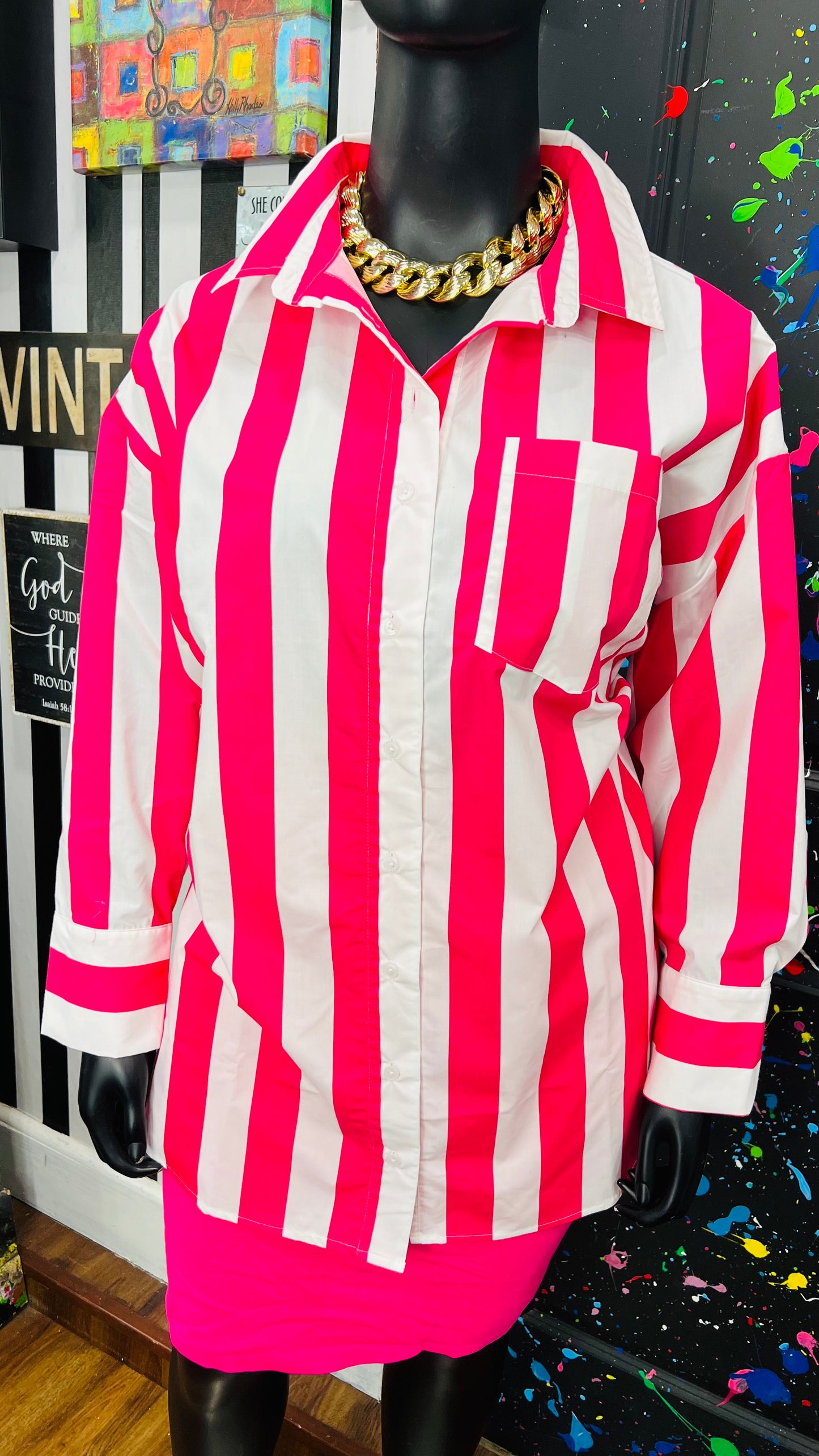 Pink & White Striped Blouse (24)