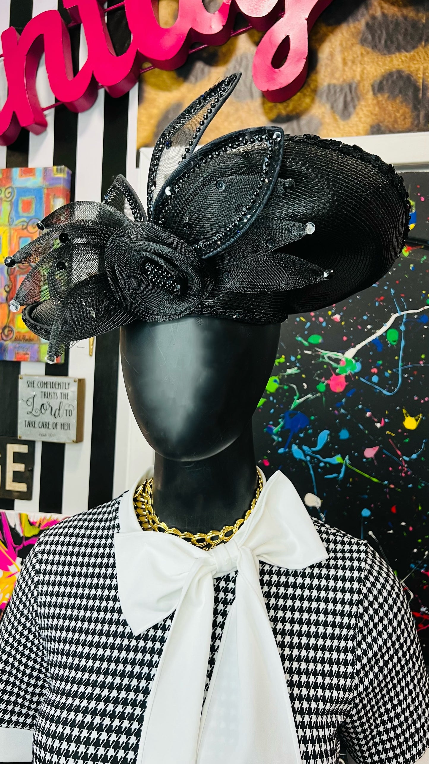 Vintage Sequin Black Hat