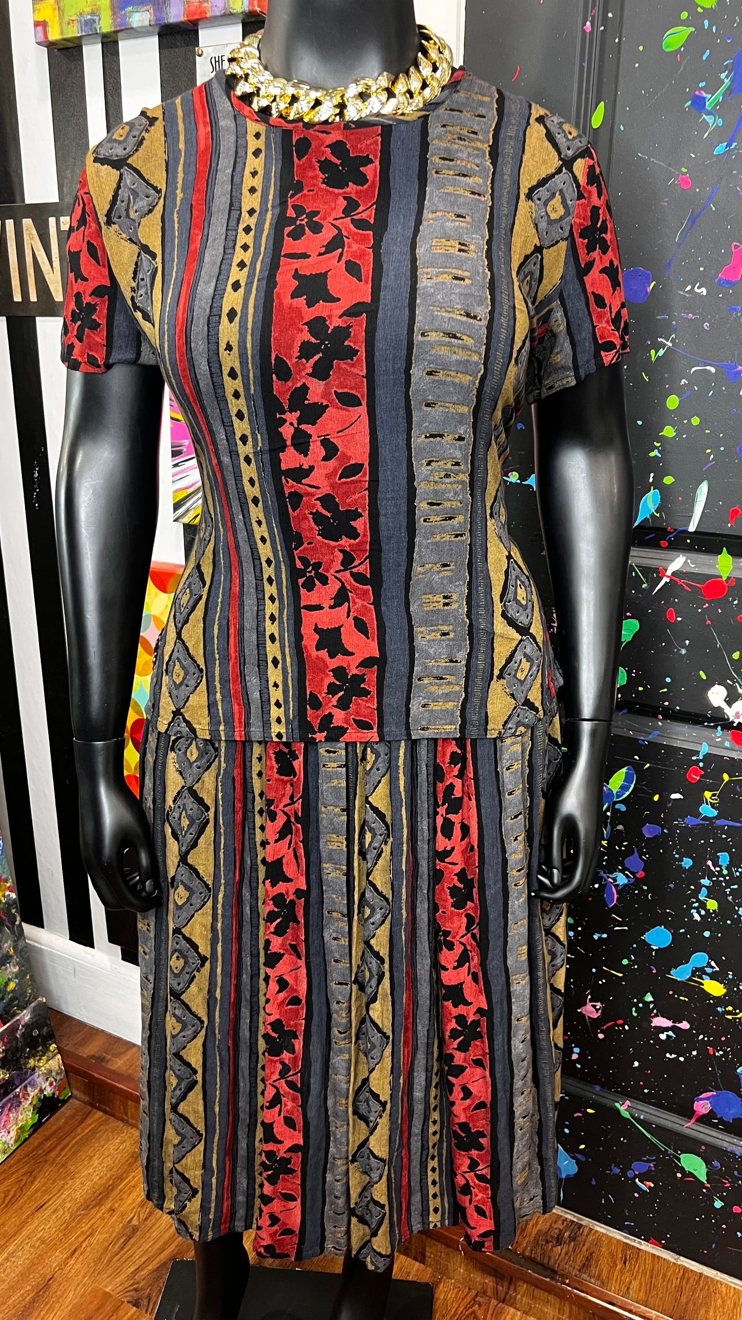 Vintage Rayon 90’s Skirt Set (14)