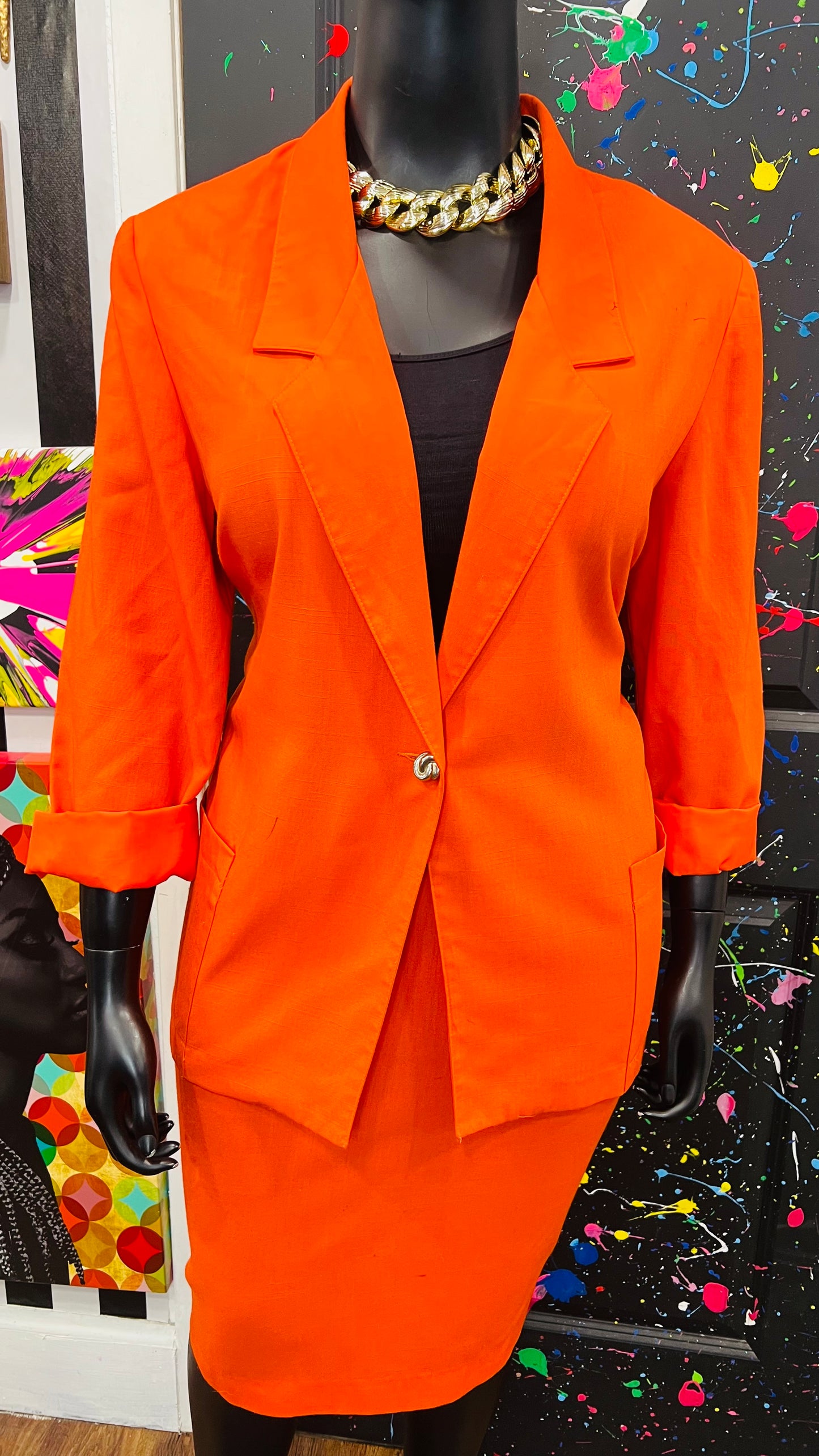 Vintage Orange Skirt Suit (20W)