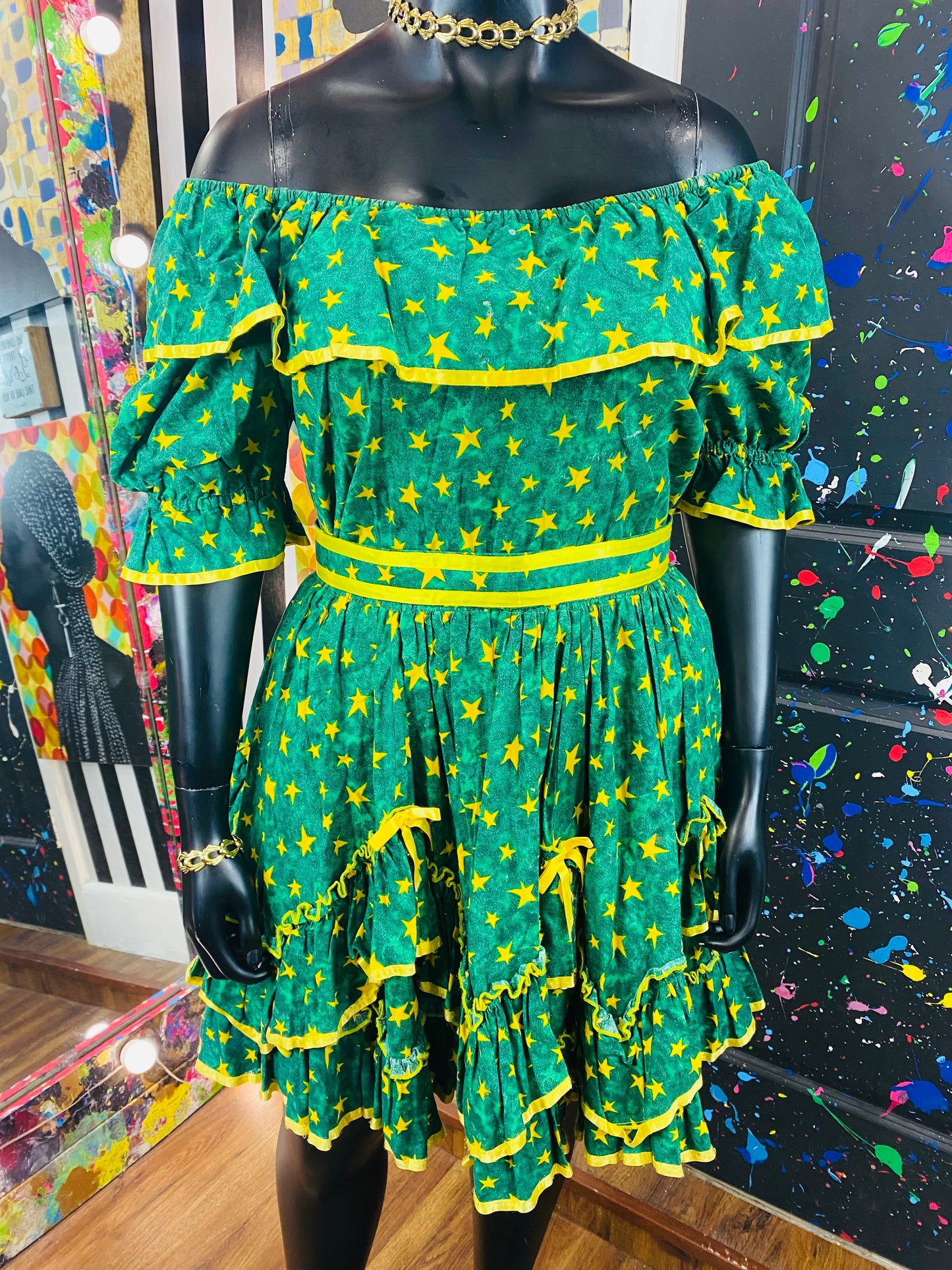 Vintage Green Handmade 3pc Mini Skirt Set