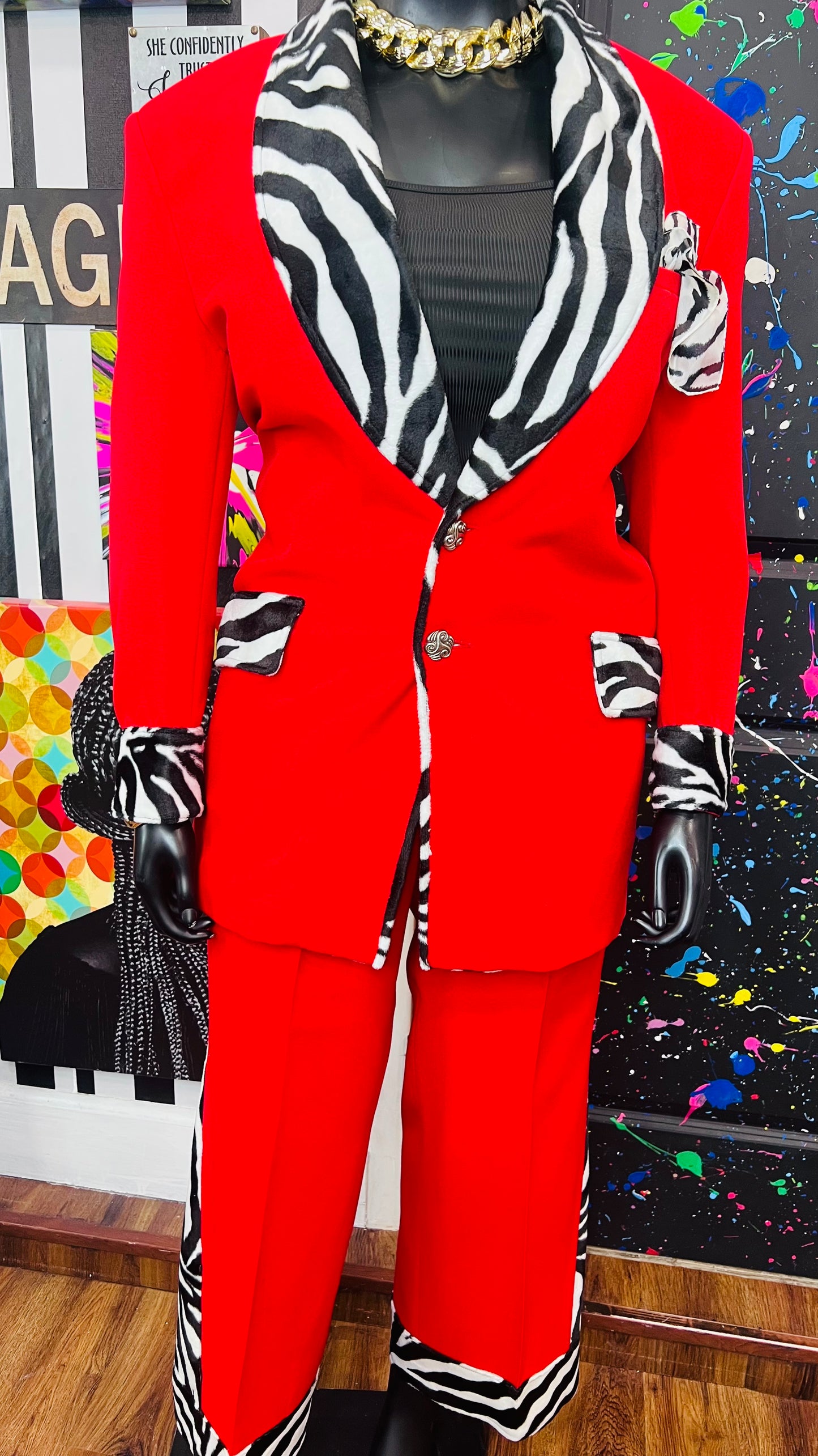 Red & Zebra Pants Suit (16)