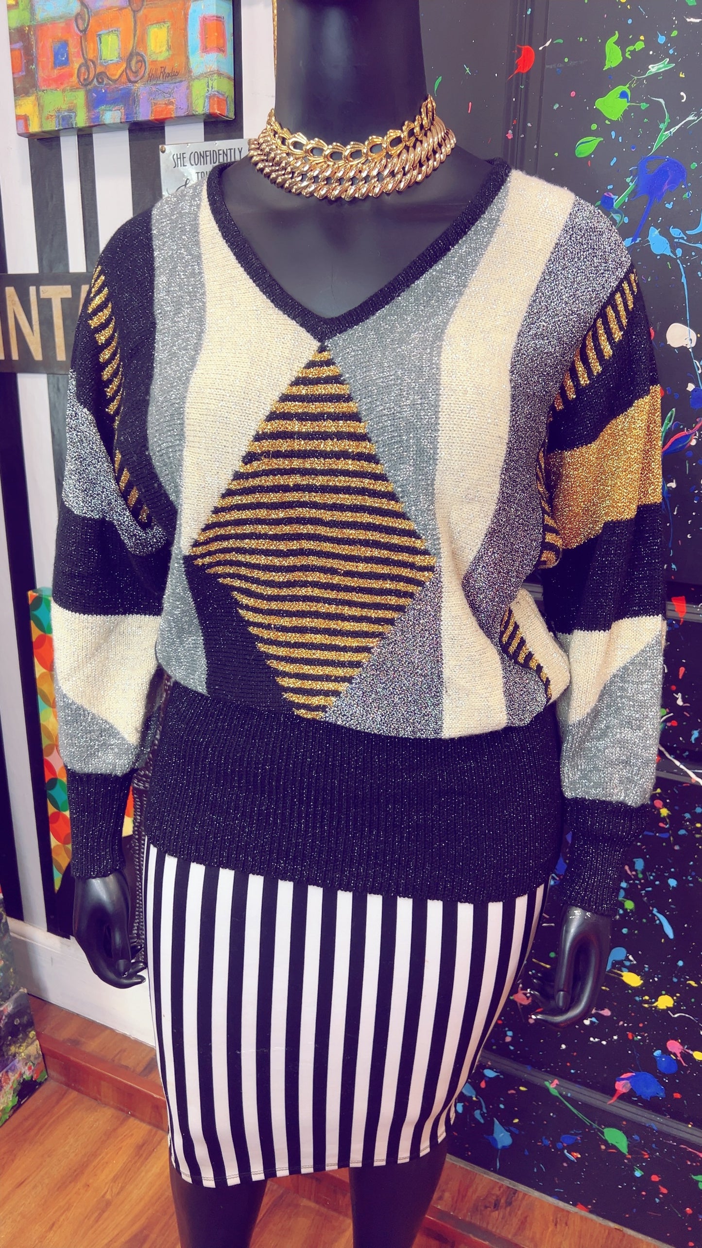 Vintage IB Diffusion Gold & Black Sweater (18)