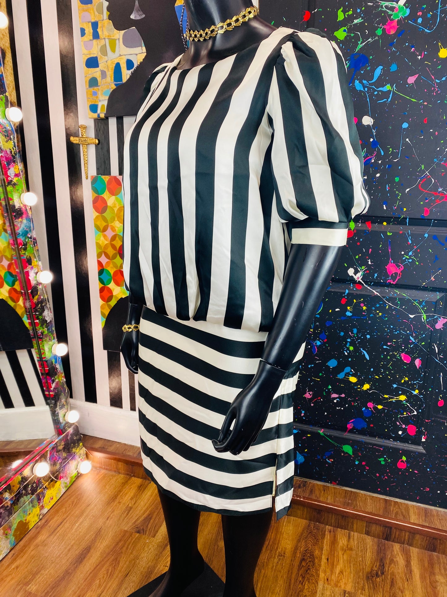 Vintage B&W Striped Dress