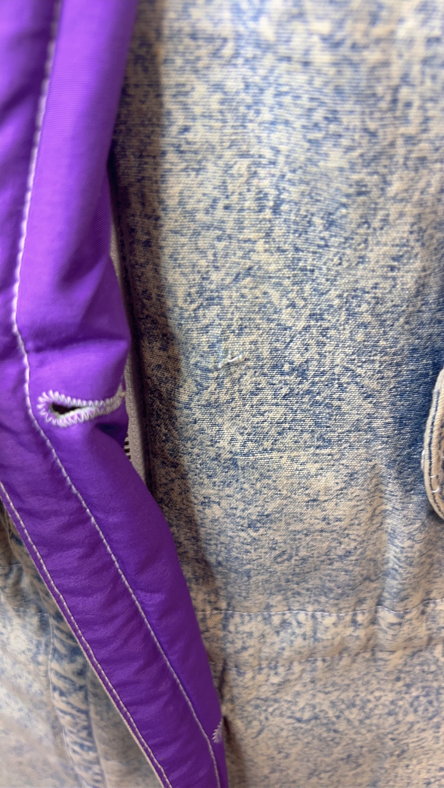 Vintage Stonewash Denim & Purple Puffer Coat (16)