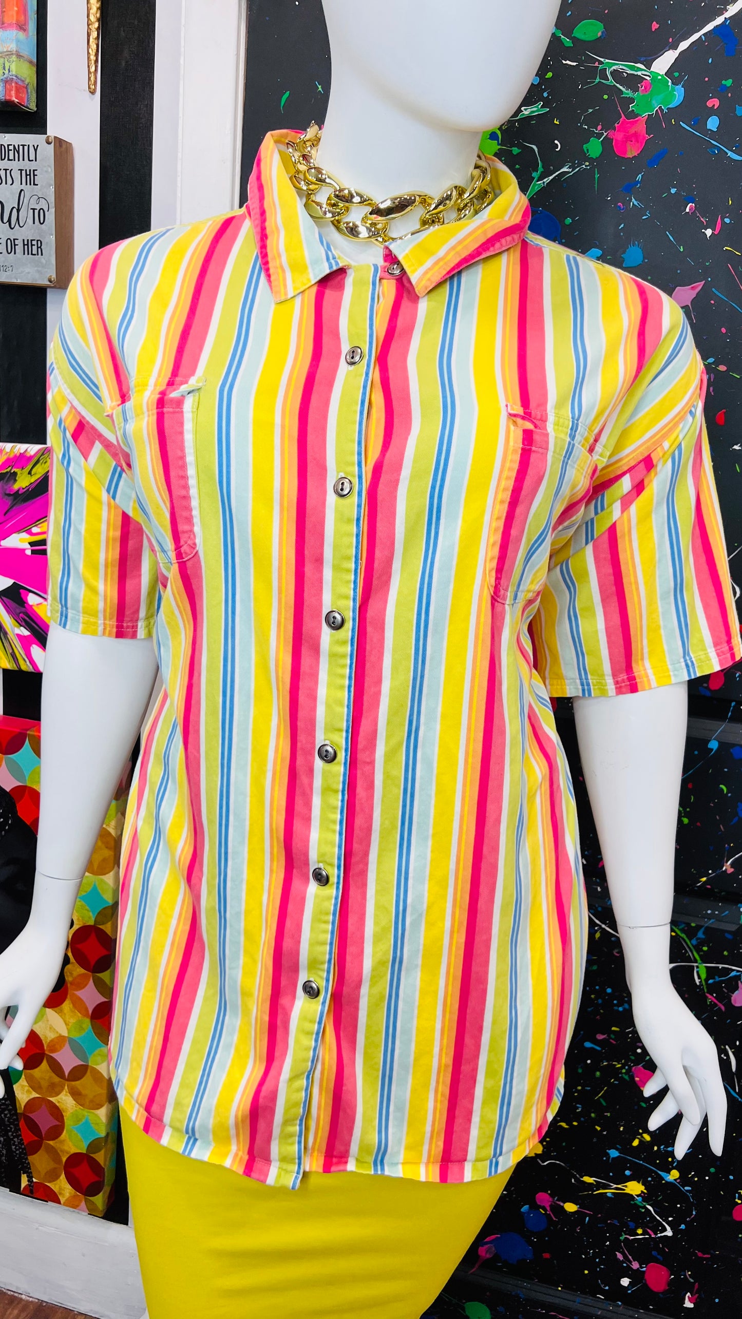 Vintage Denim Striped Blouse (28)