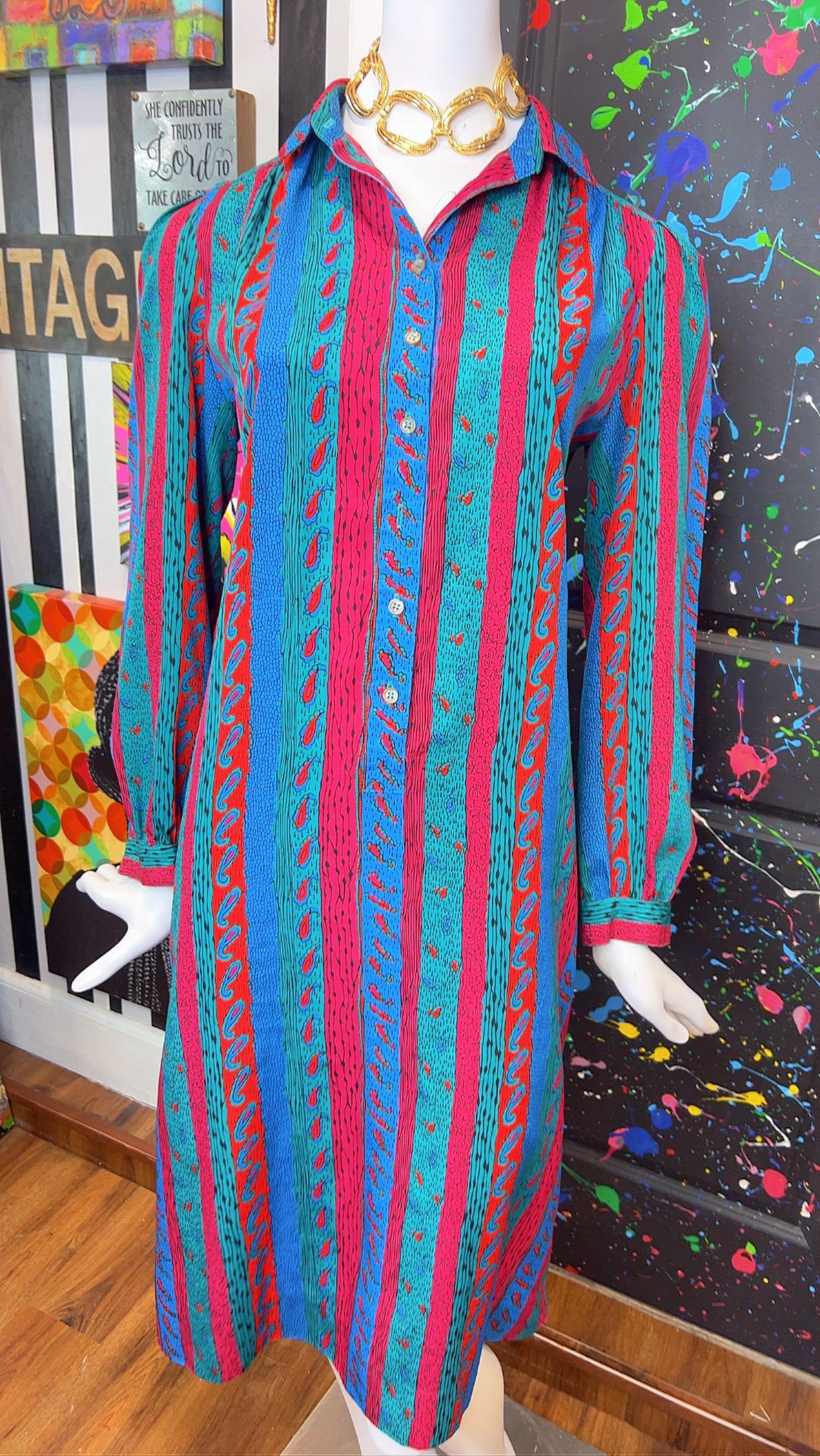 Vintage Paisley Print Dress (14)