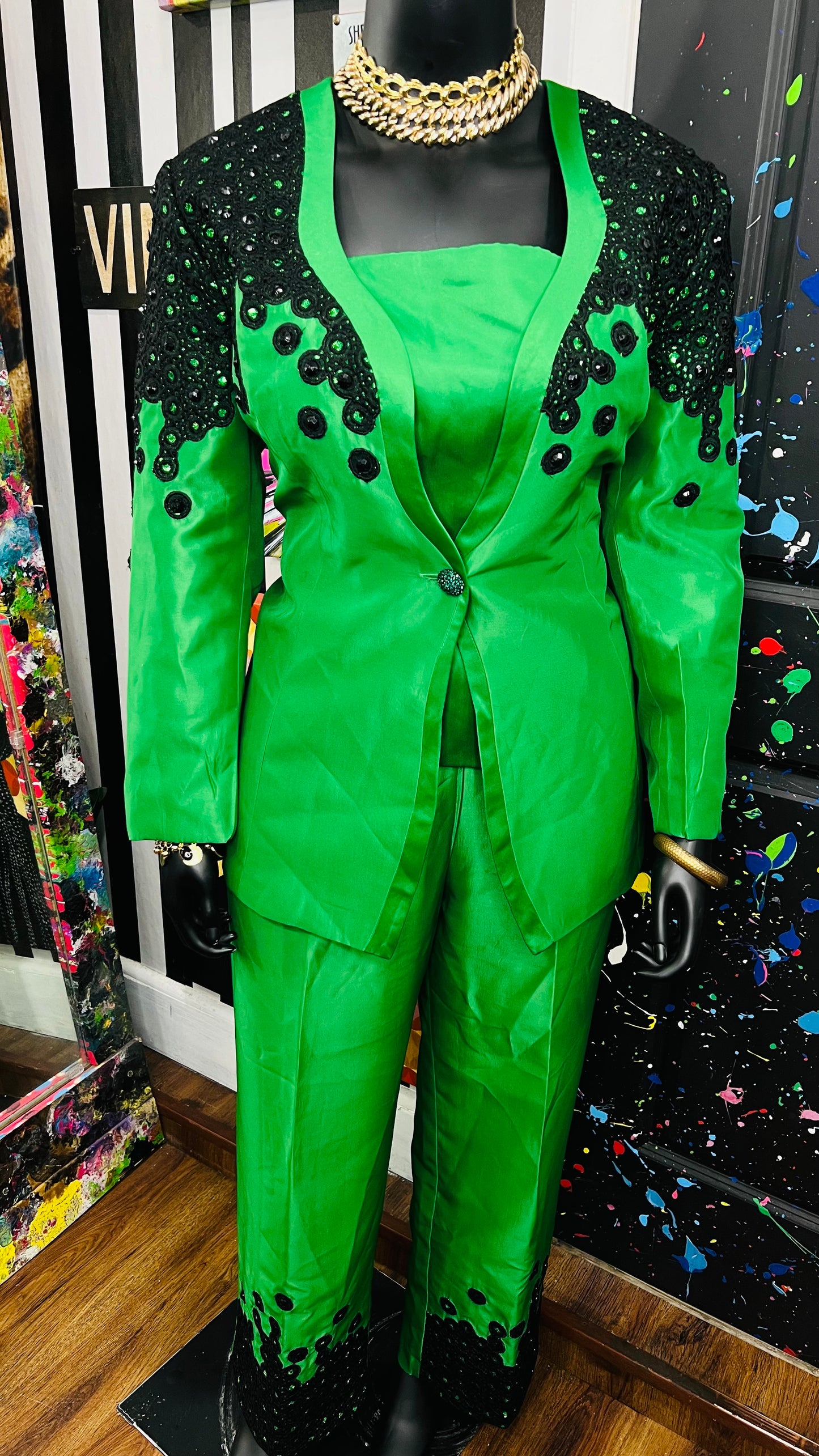 Vintage Green & Black Suit (22)