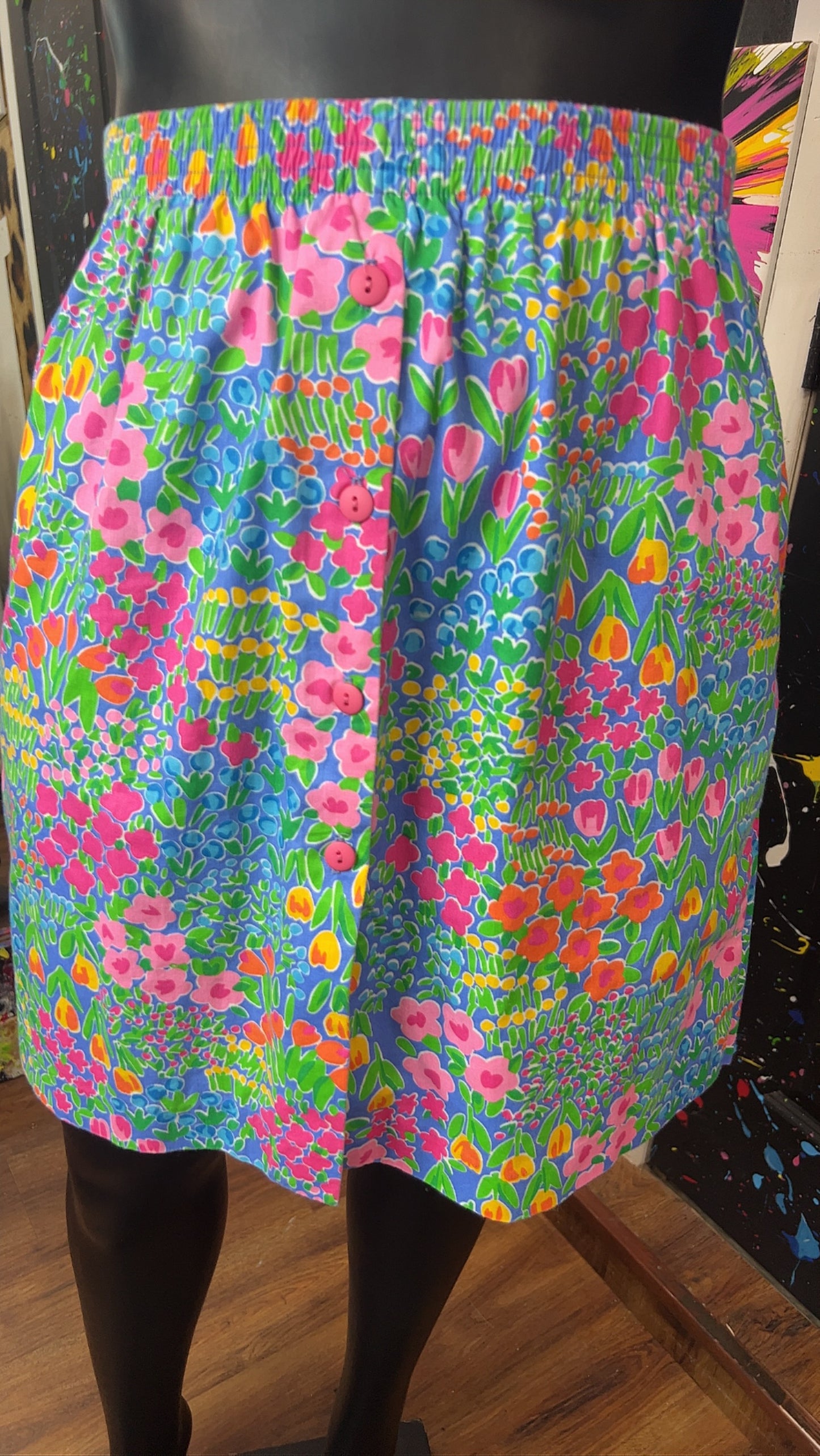 Vintage Floral Button Down Front SKORT (14/16)