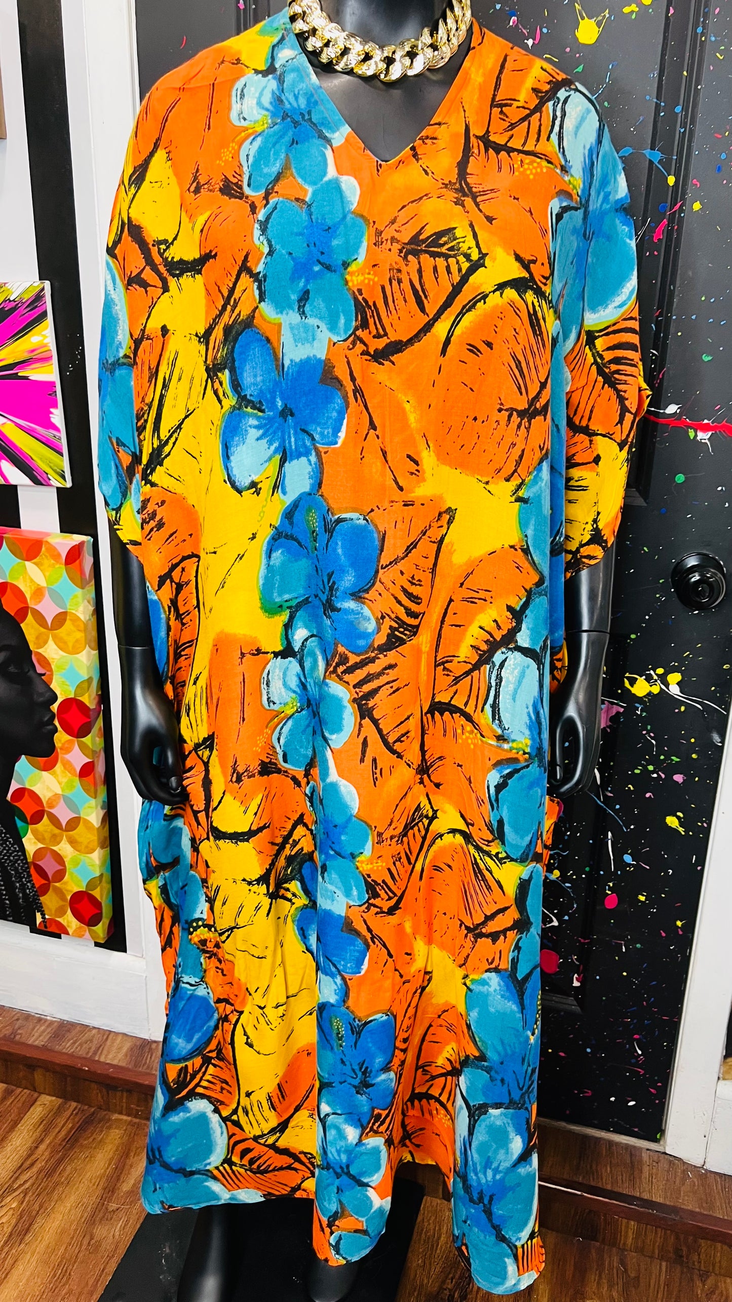 Vintage 100% Rayon Kaftan (OS)