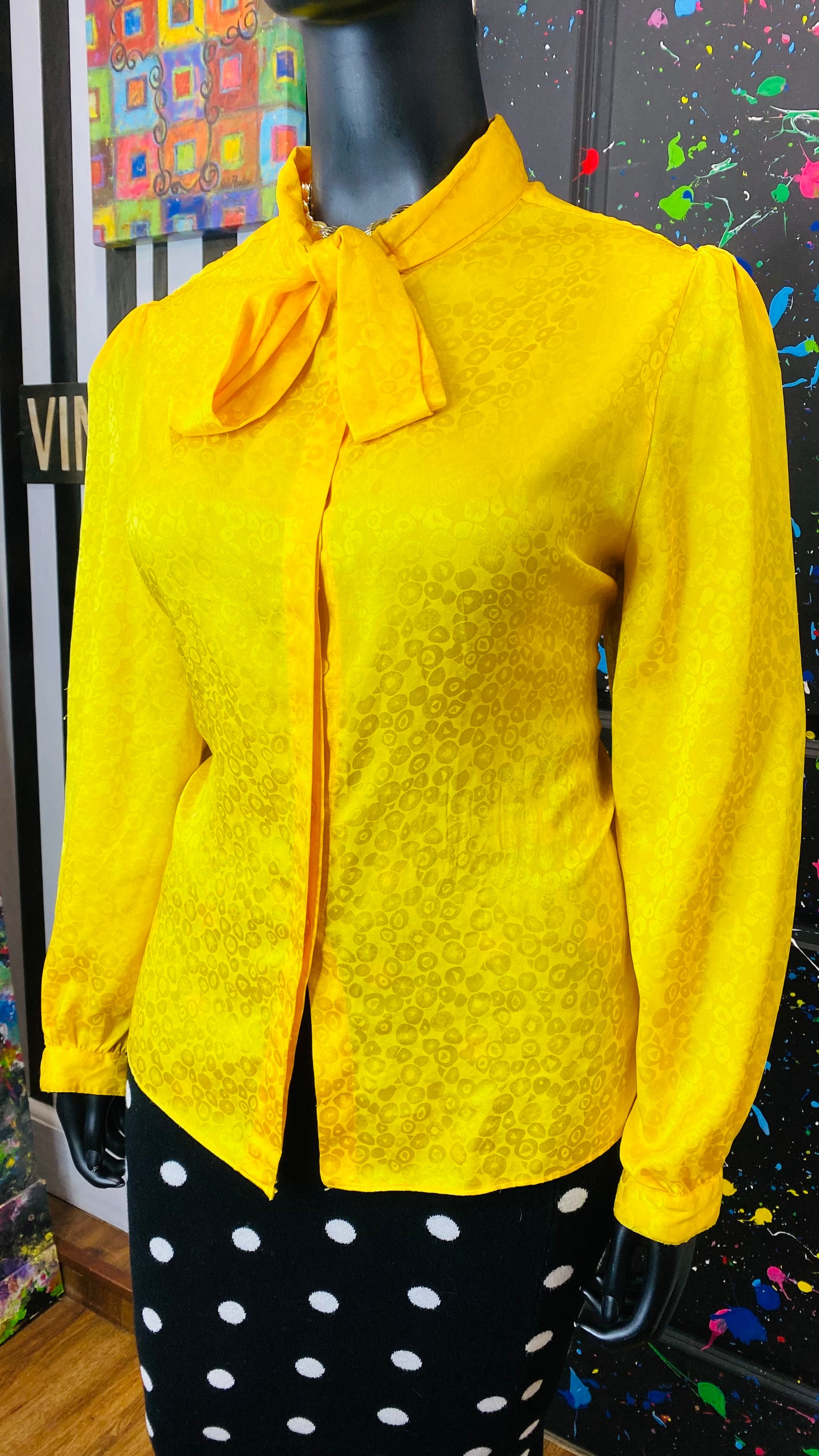 Vintage Yellow Long Sleeve Blouse (22)