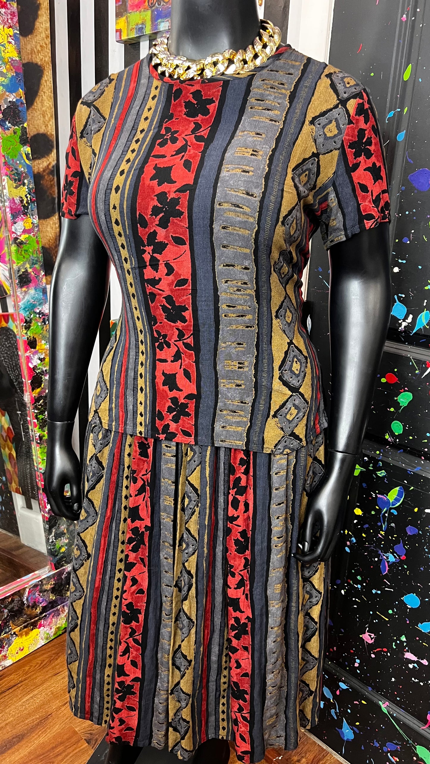 Vintage Rayon 90’s Skirt Set (14)