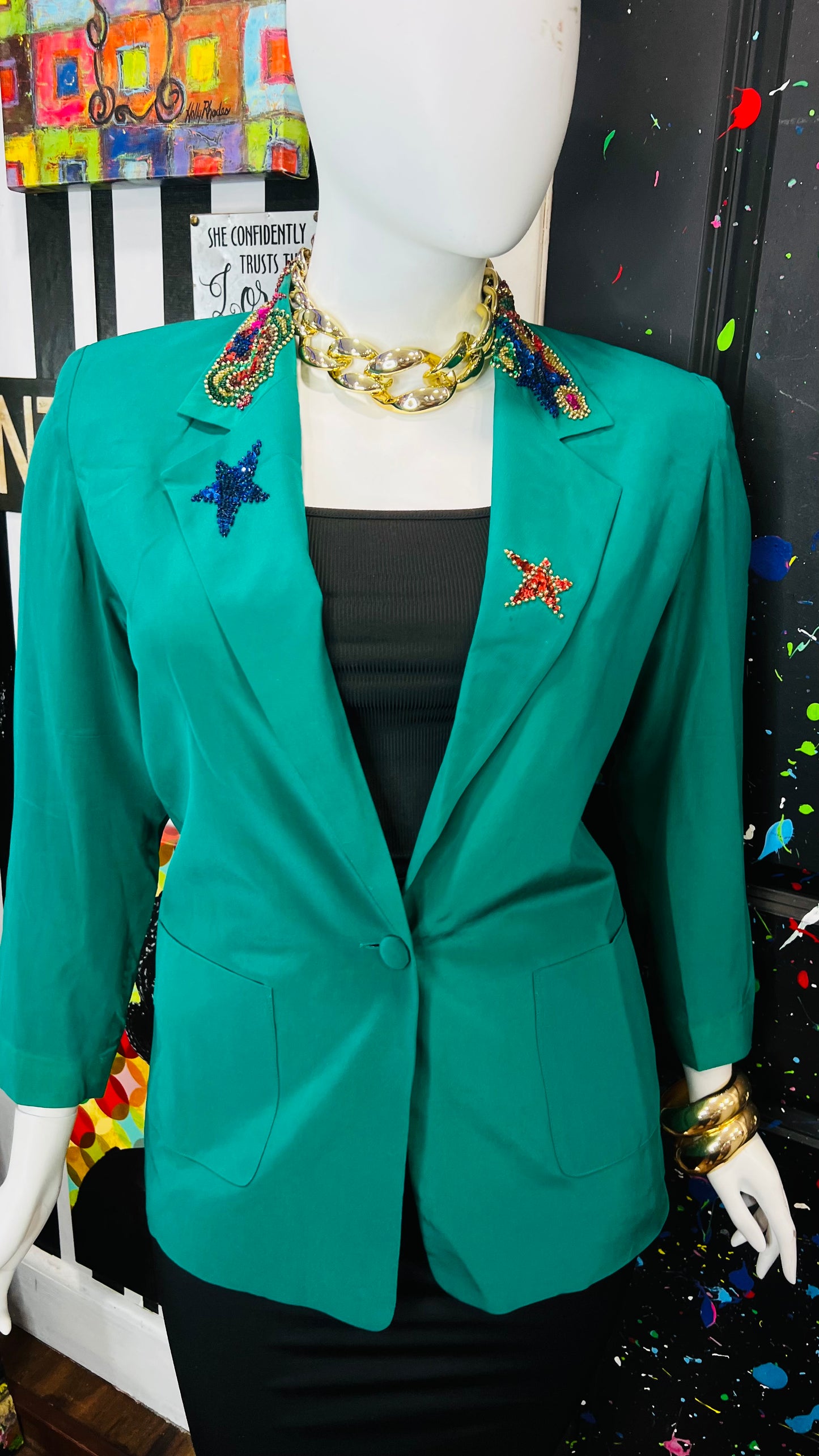 Vintage 100% Silk IB Diffusion Sequin Blazer (14)
