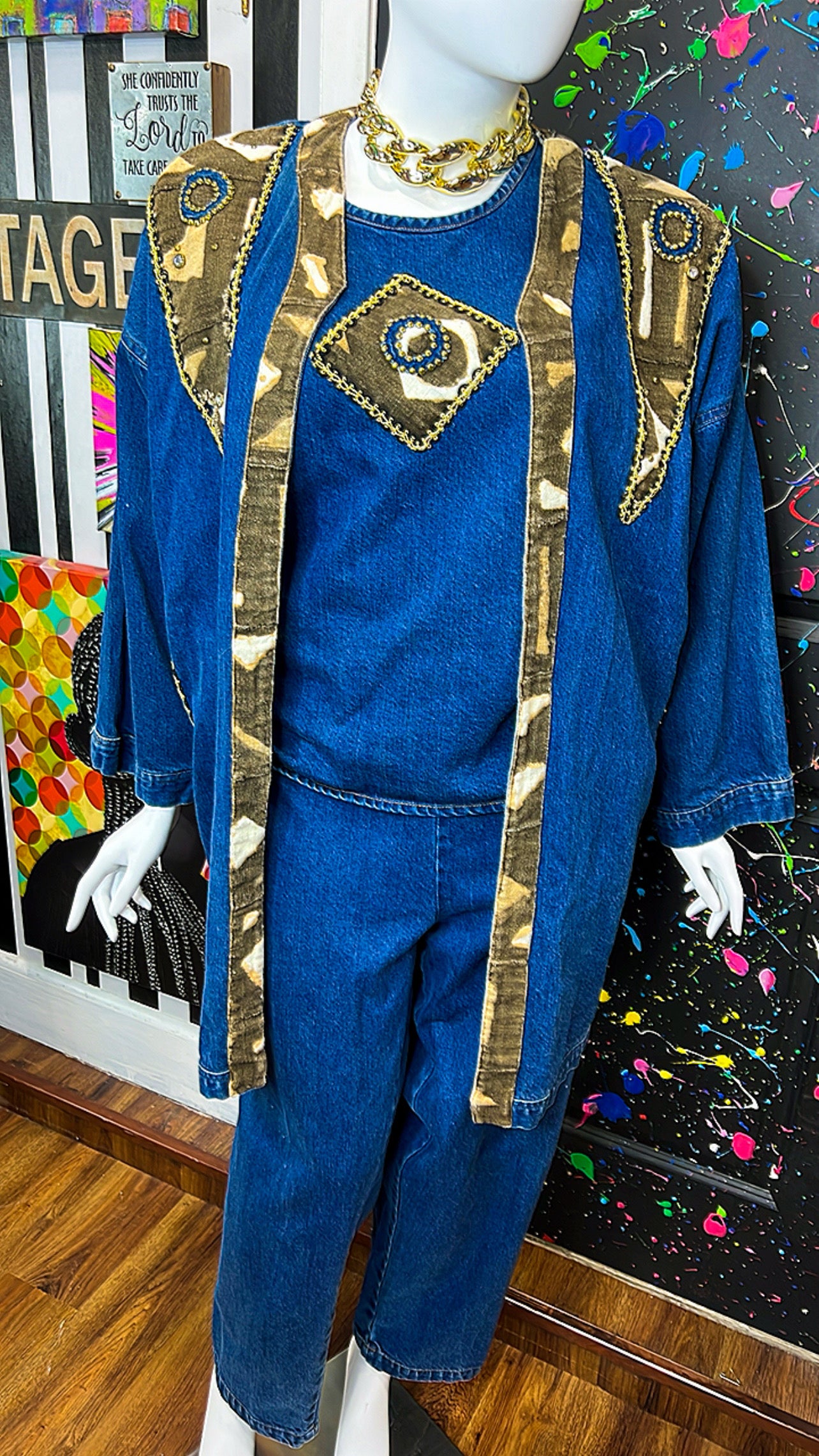 Vintage Denim Pants Set & Duster (20)