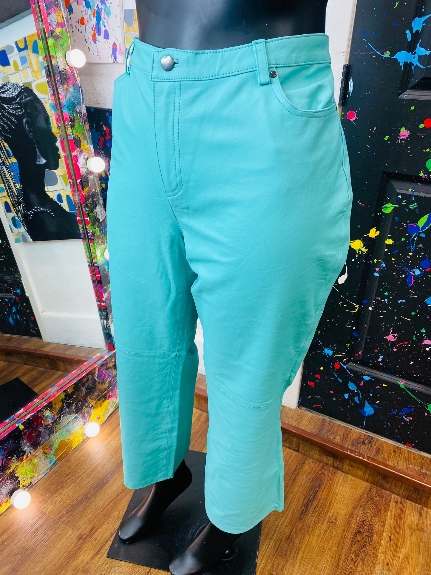Vintage Lite Green Leather Pants
