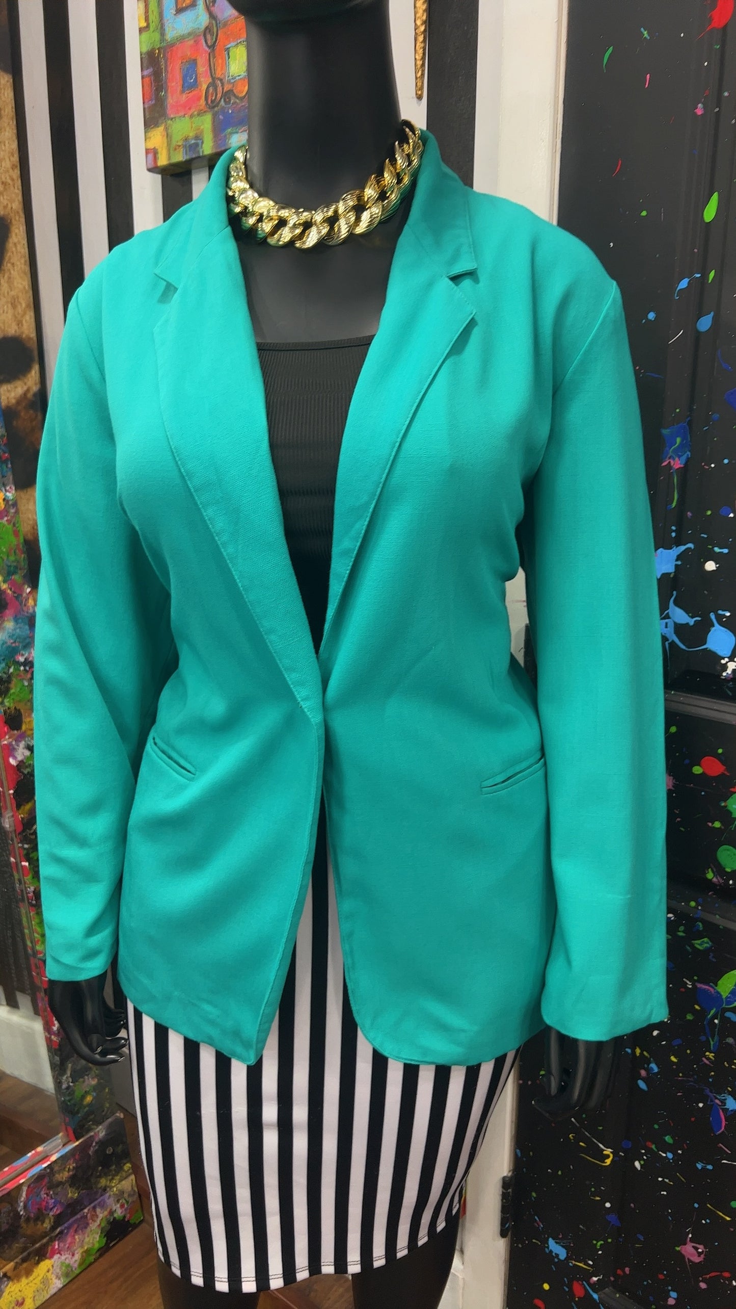 Vintage Solid Teal Blazer (24)