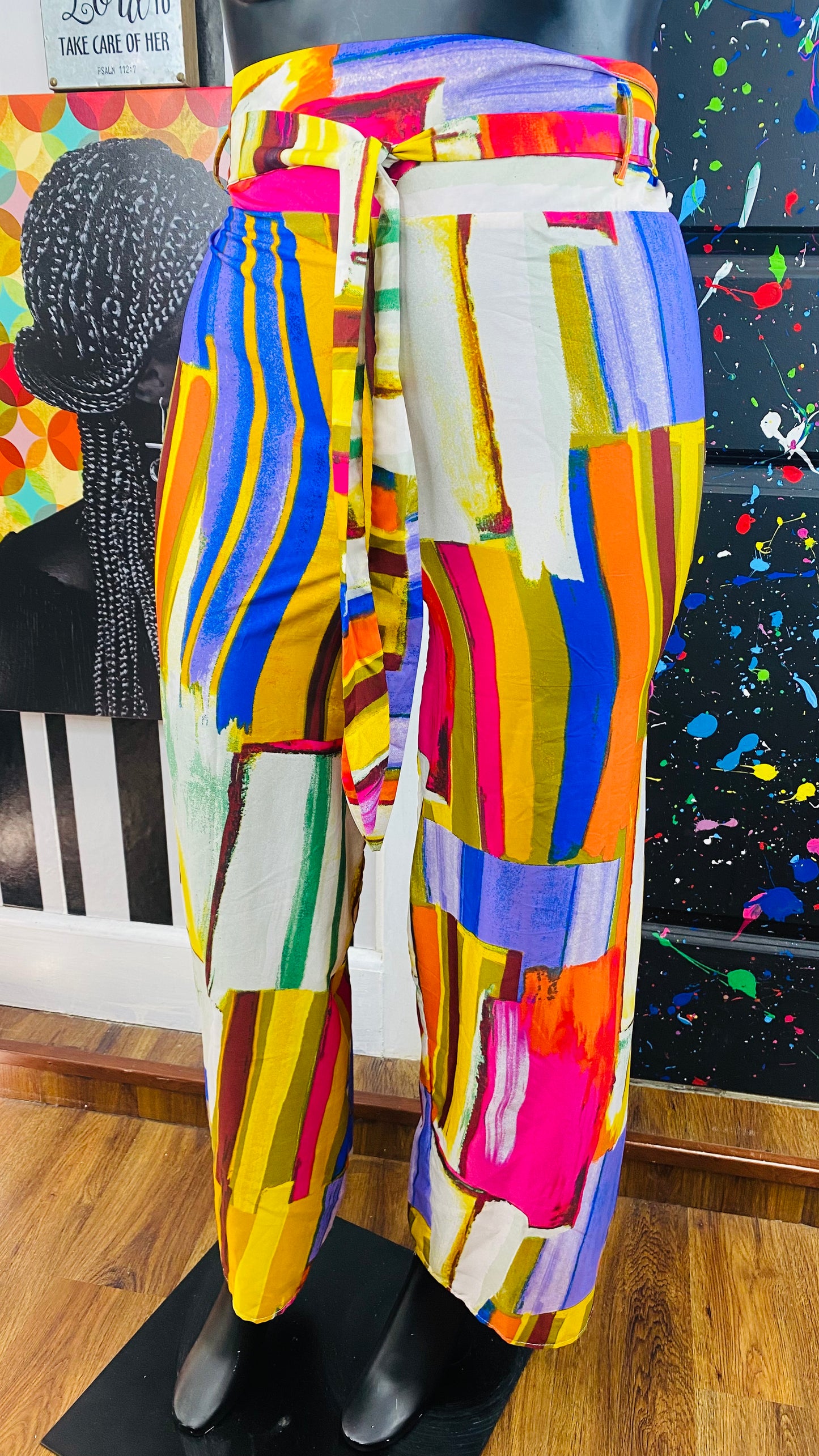 Multi Color Pants w/Belt