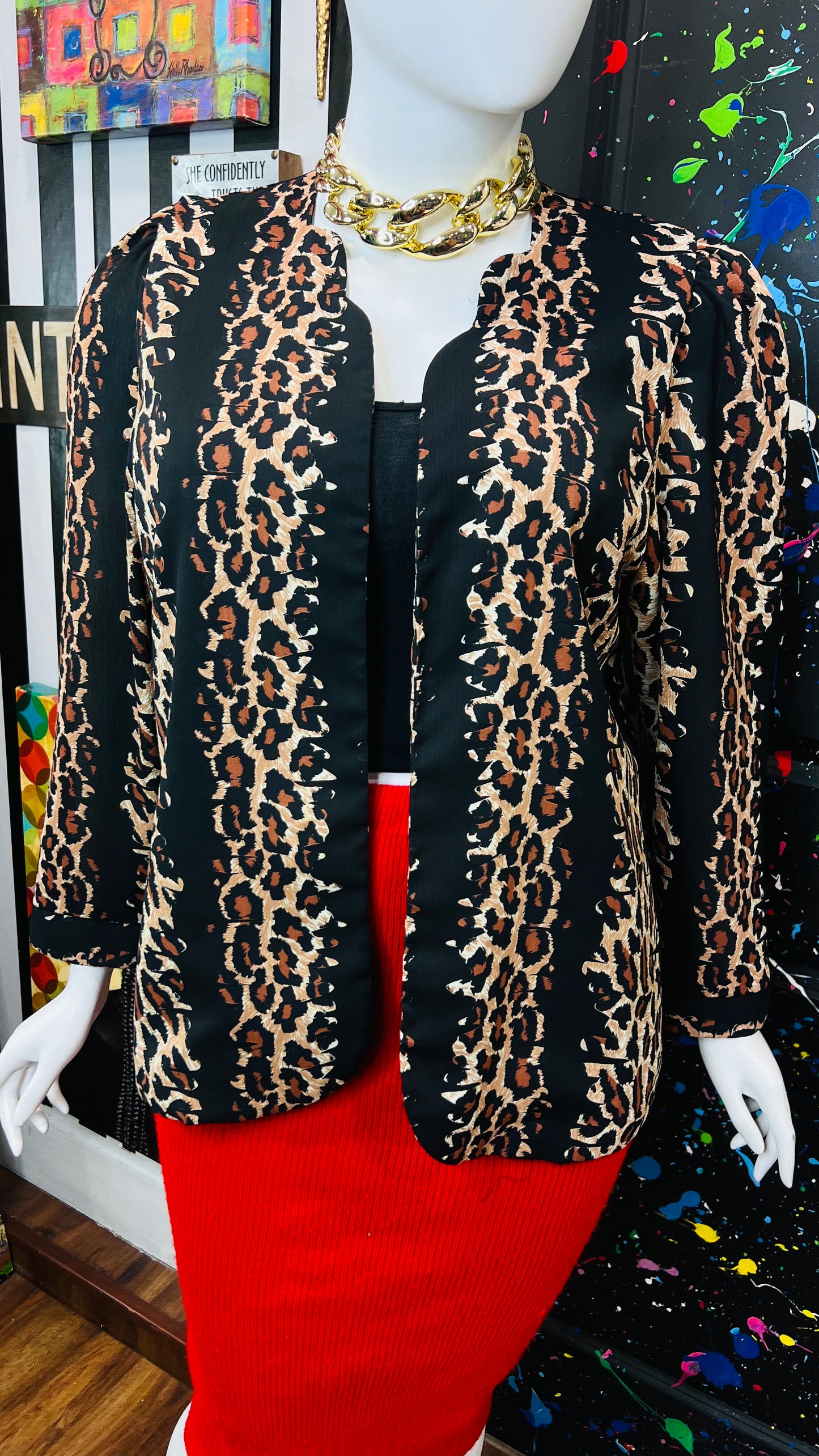 Vintage Animal Print Open Duster (18W)