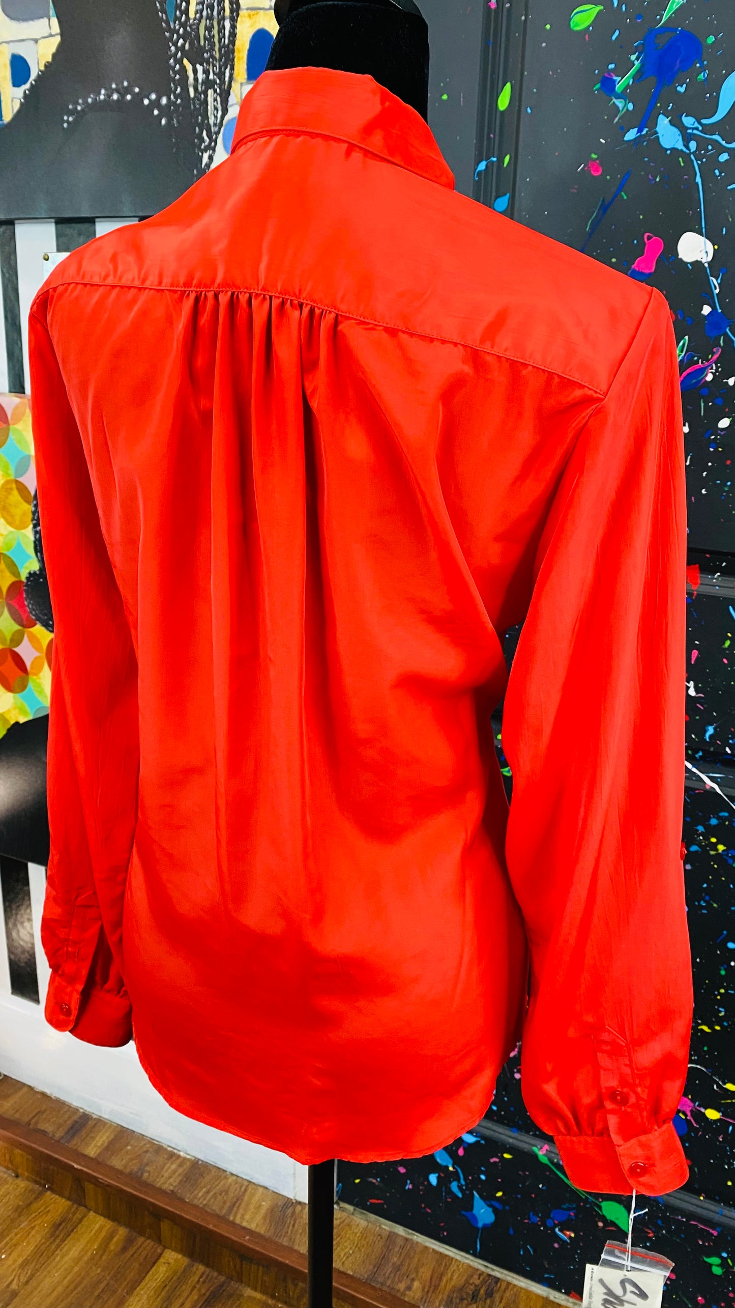 Vintage Long Sleeve Red Blouse