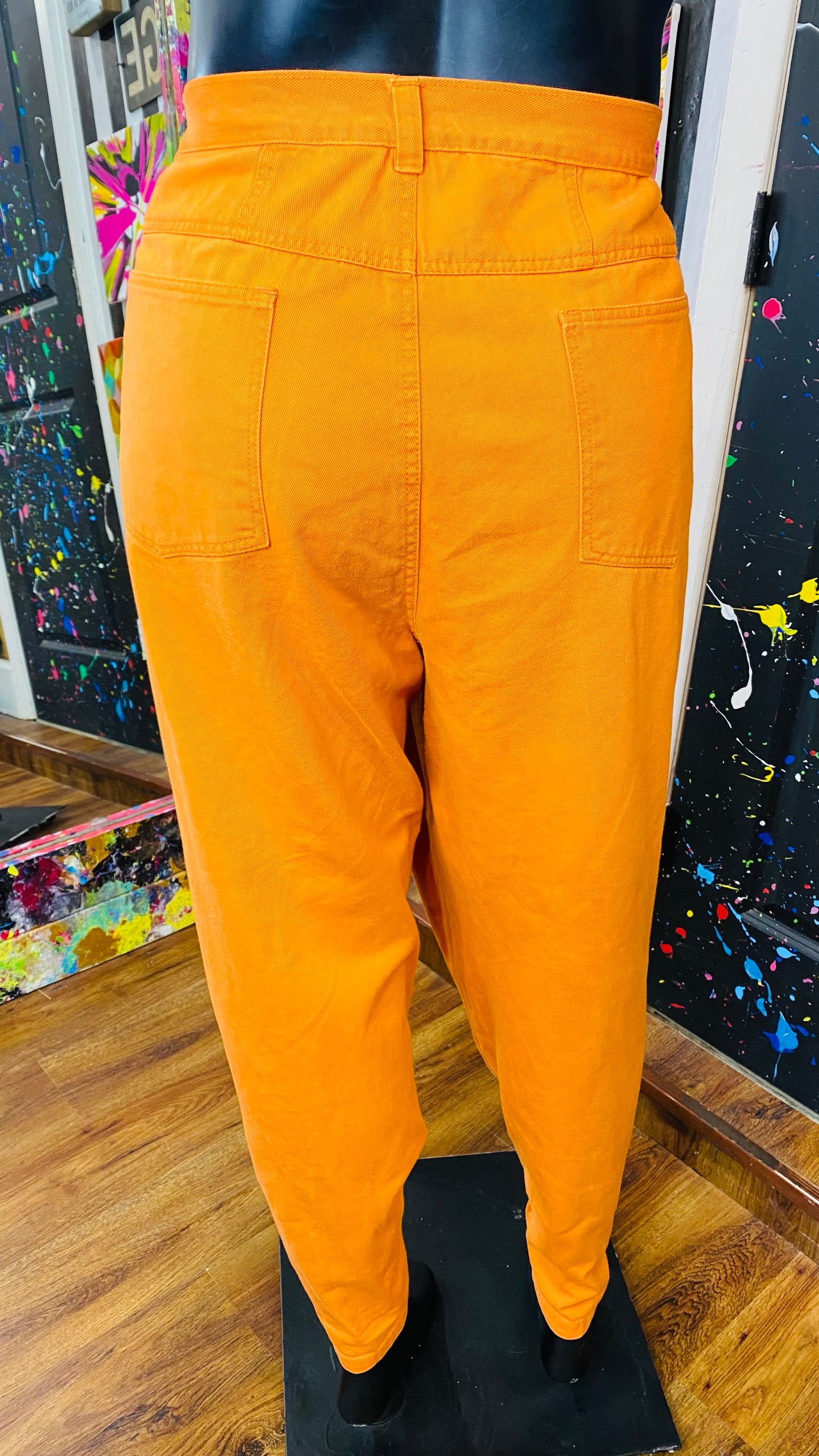 Vintage 90’s Red Denim Set- Orange Jeans & Denim Jacket (26W)
