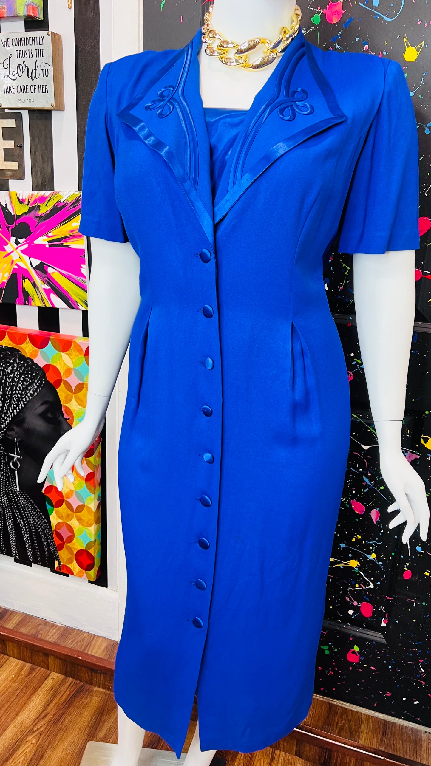Vintage ‘Blues’ Statement Dress (20W)
