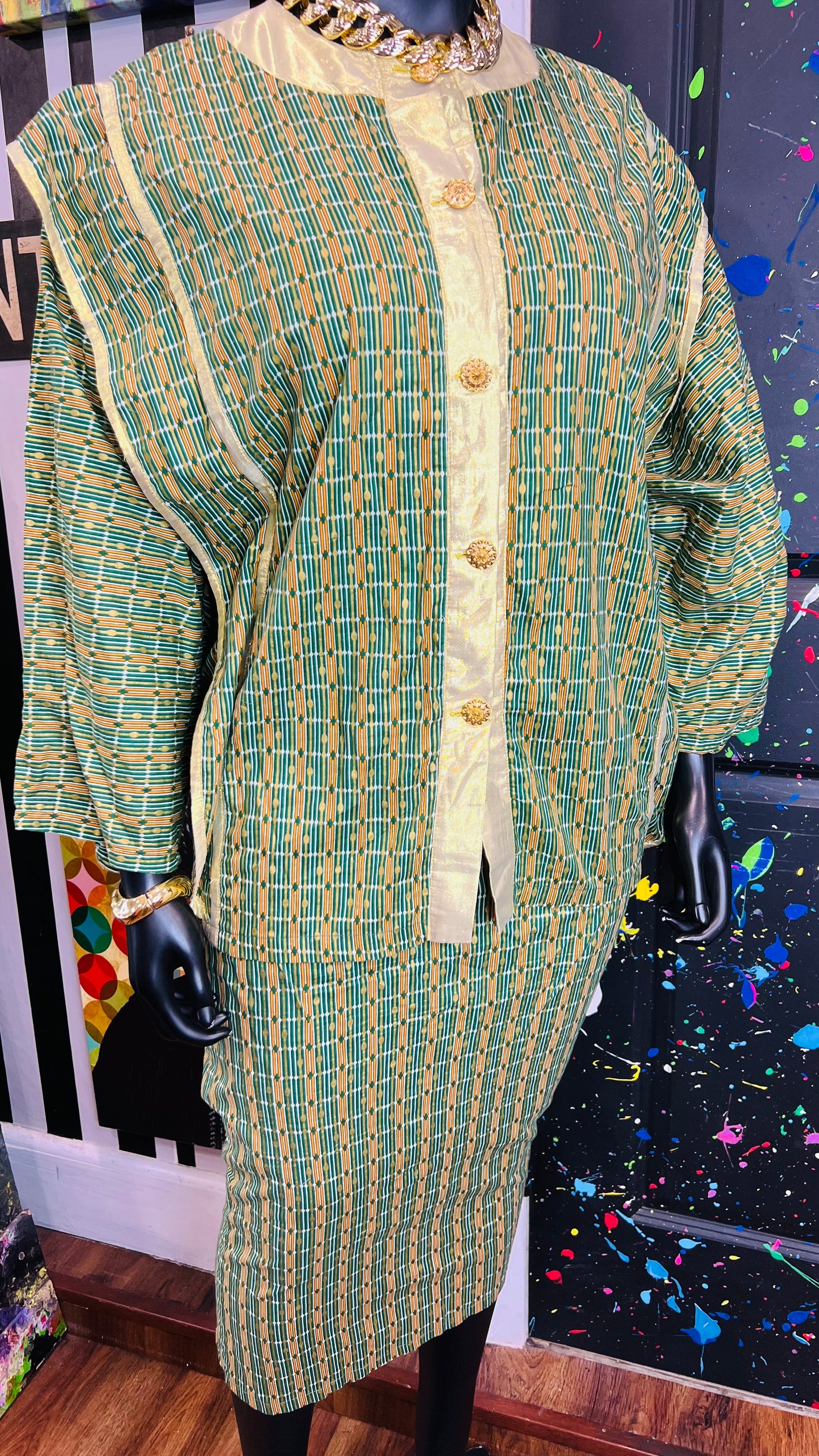 Vintage Authentic African Skirt Set (OS)