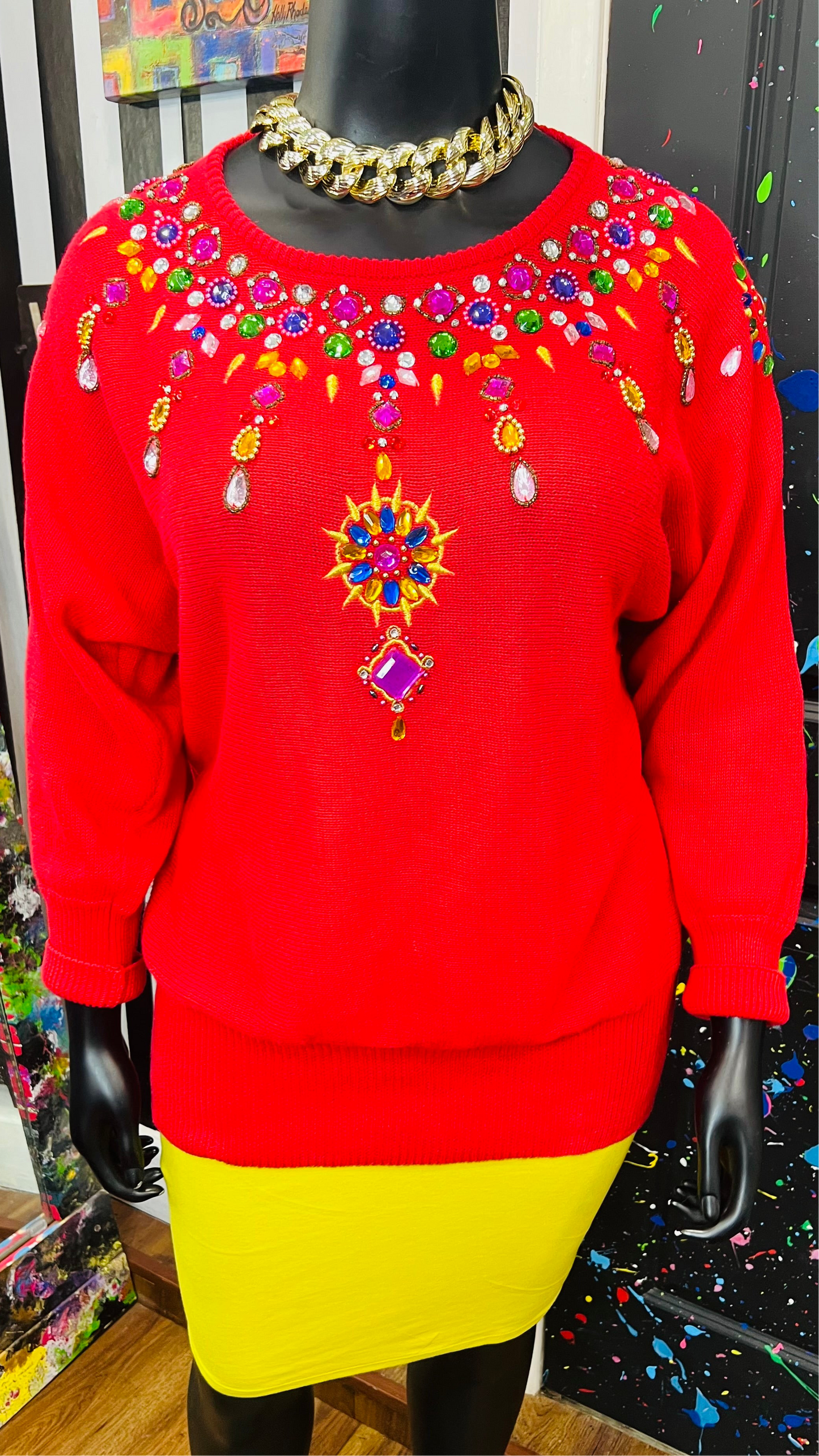 Vintage Red Jewel Sweater (22)