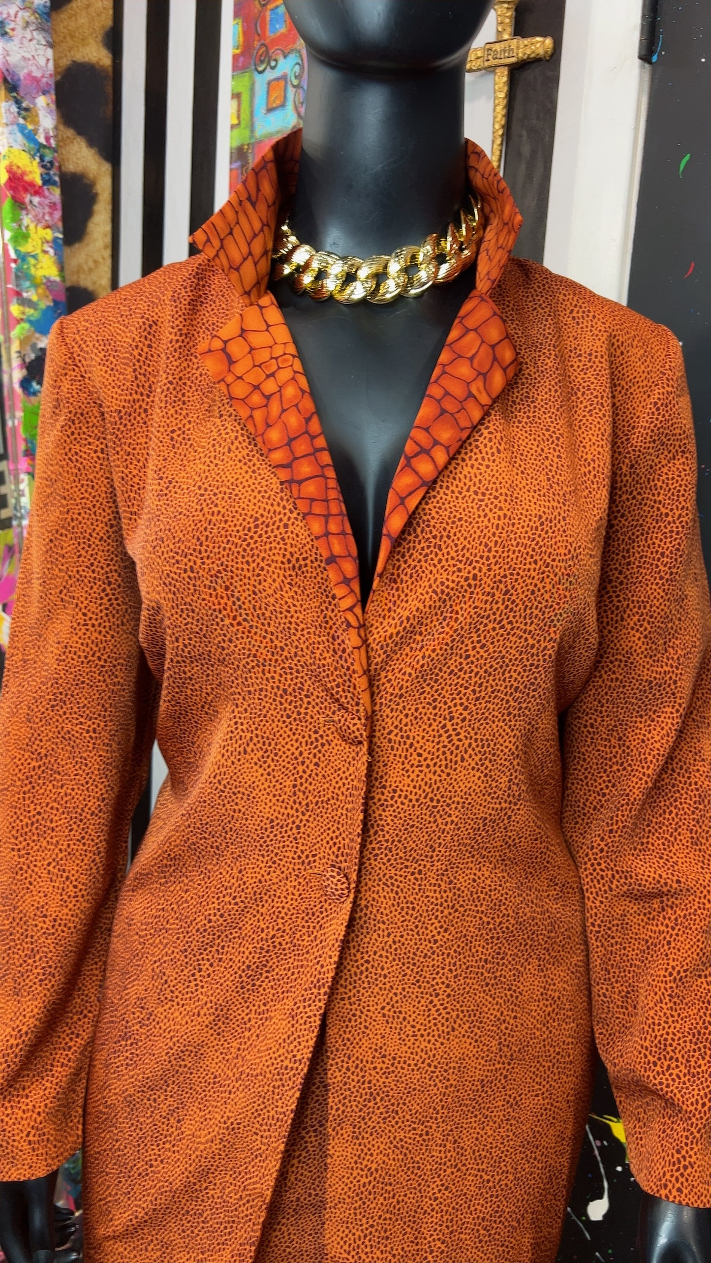 Vintage Animal Print Long Duster & Skirt (22W)