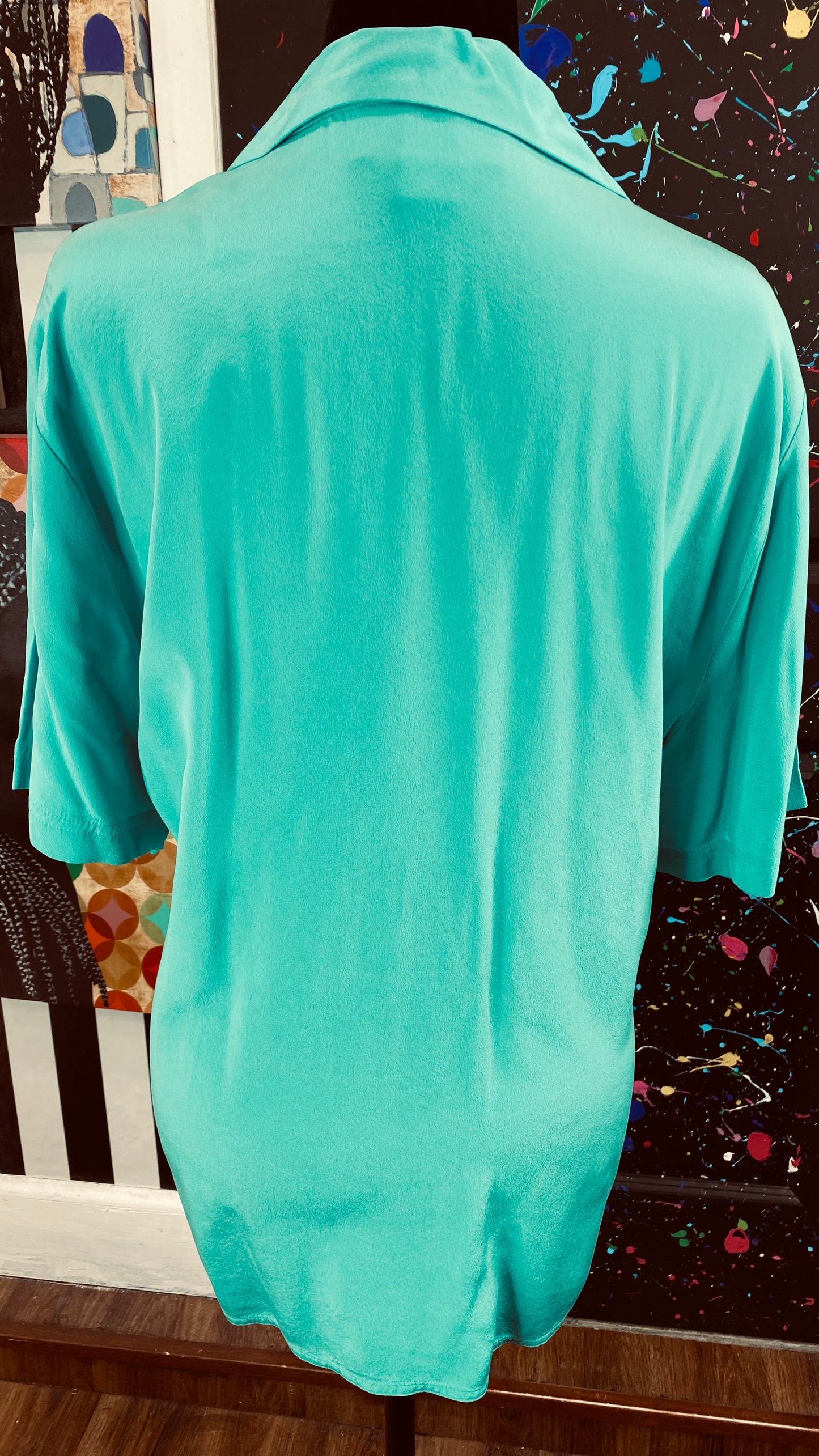 Vintage Green Silk Blouse