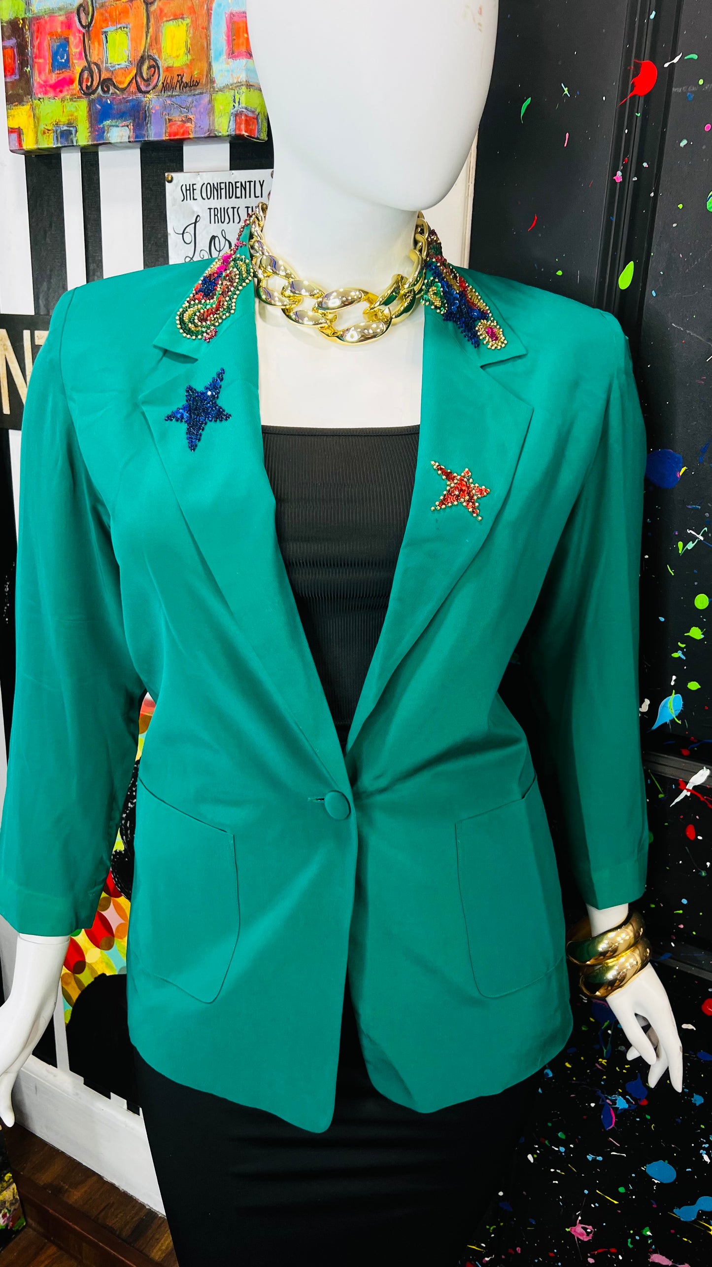 Vintage 100% Silk IB Diffusion Sequin Blazer (14)