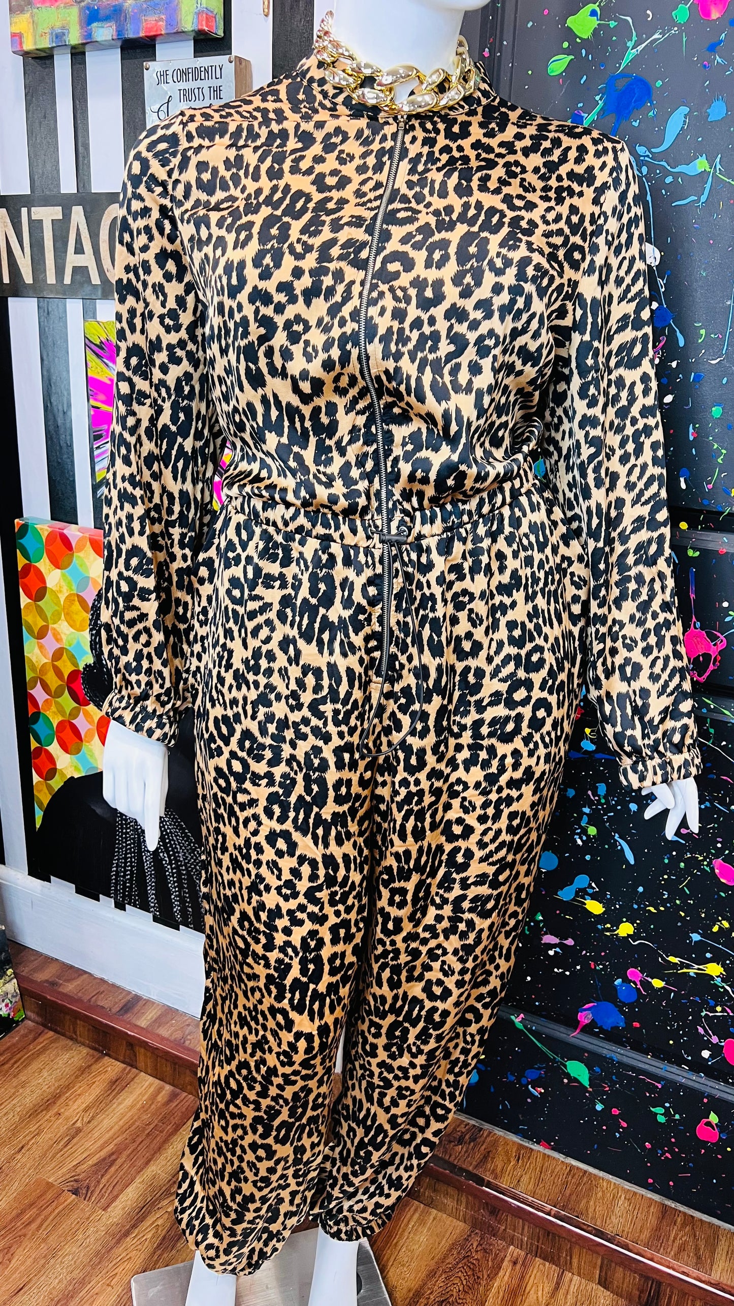 Leopard Print Satin Jumpsuit (20/22)