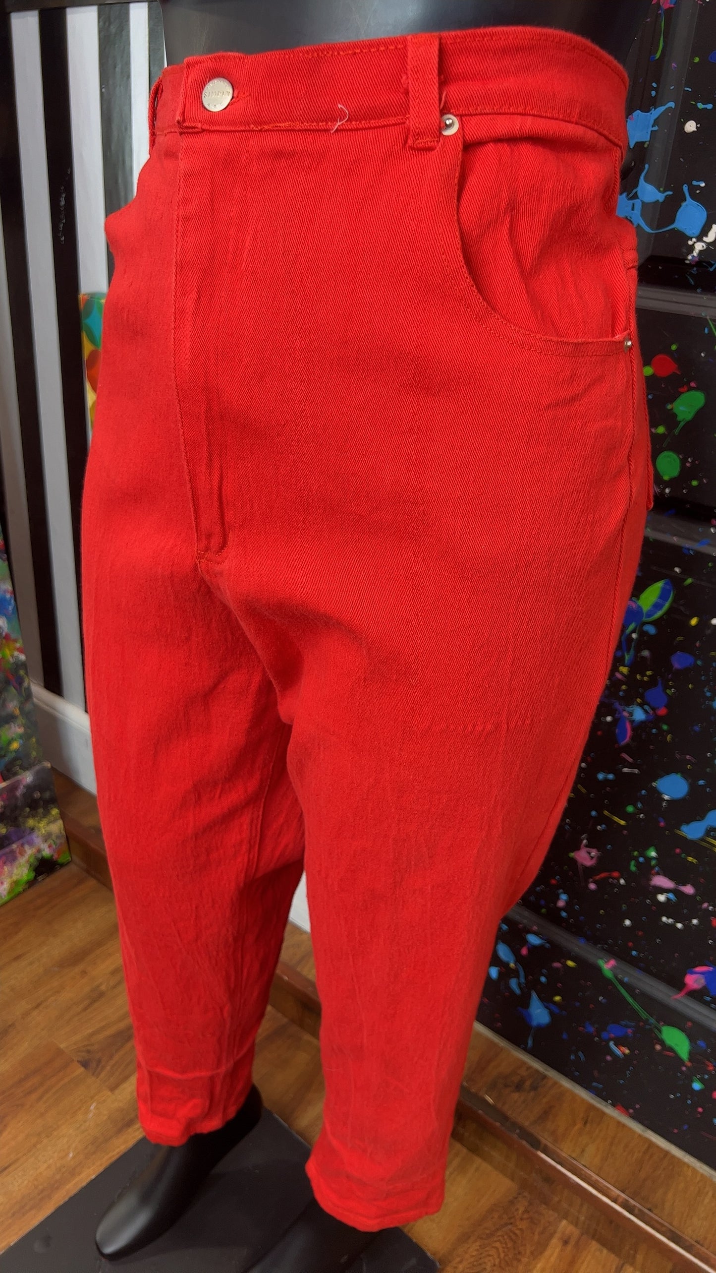 Vintage Red Jeans- Does Stretch (22)