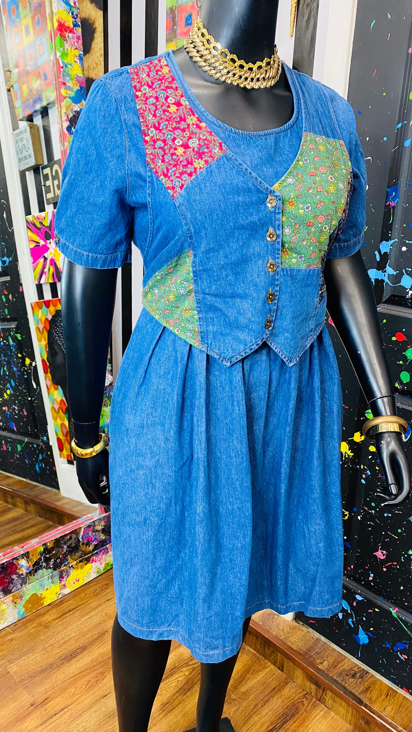 Vintage Denim Vest Dress (12/14)