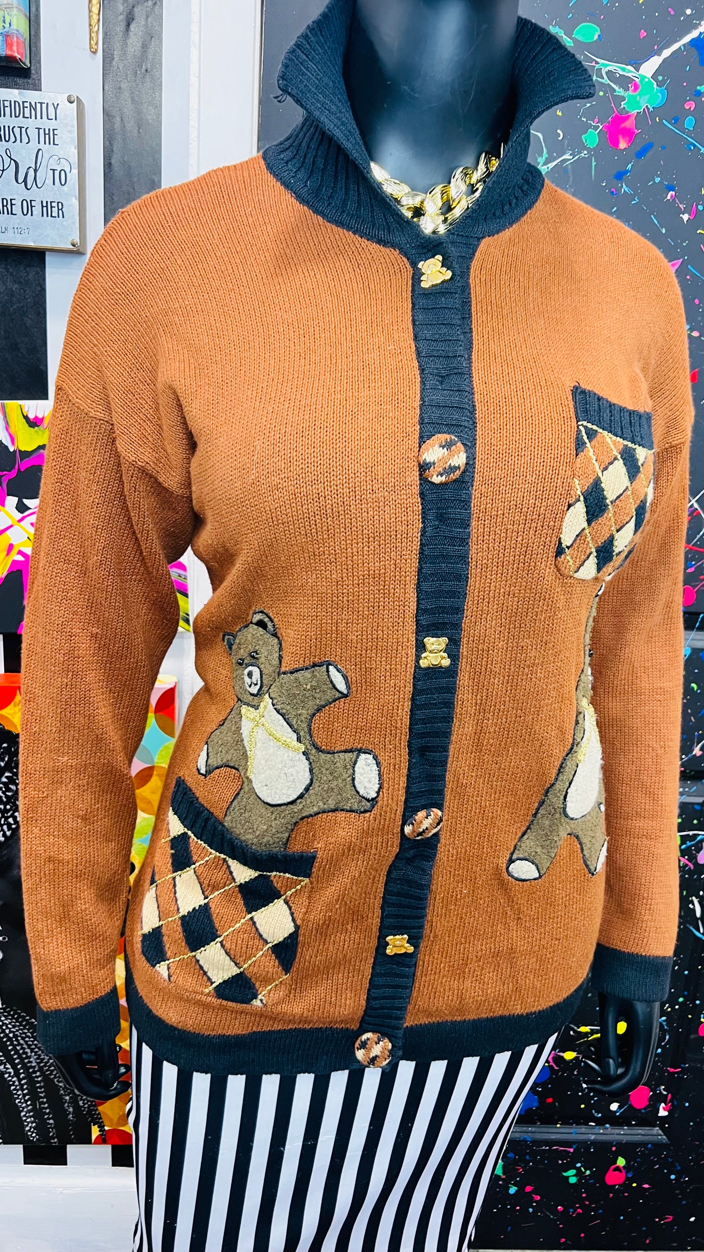 Vintage Brown Bear Cardigan (16/18)